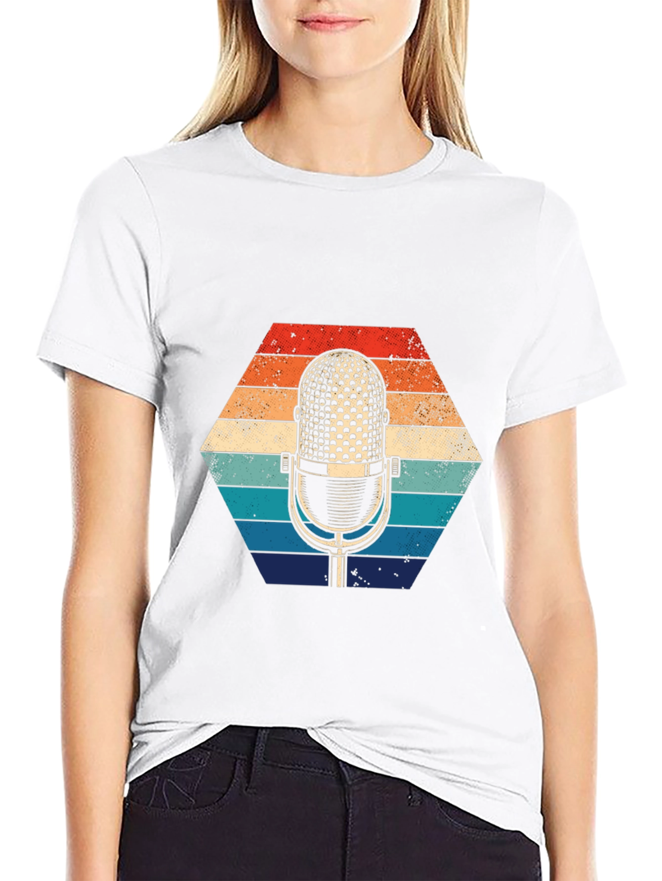 Black Retro Microphone Graphic Tee view 9