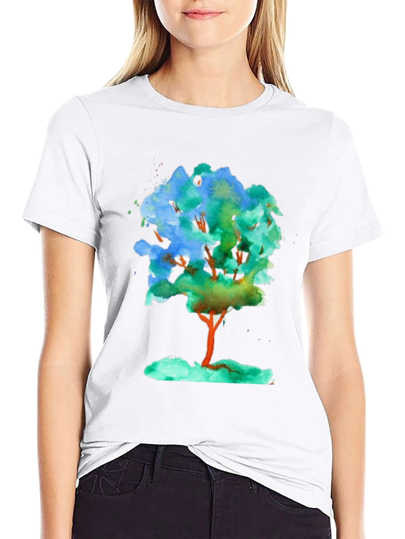 Black Watercolor Tree Graphic T-Shirt view 9