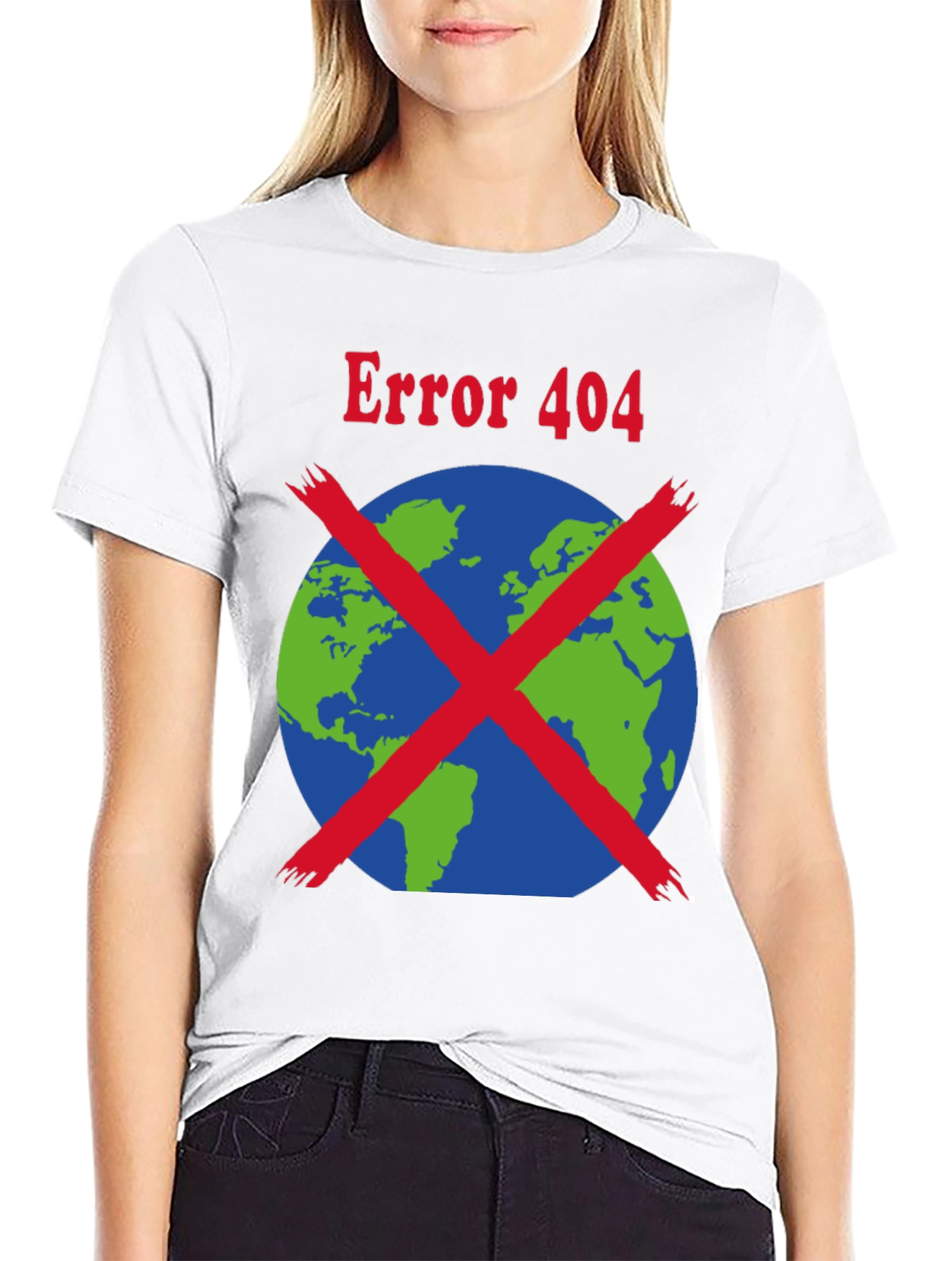 Black Error 404 Earth Graphic T-Shirt view 9