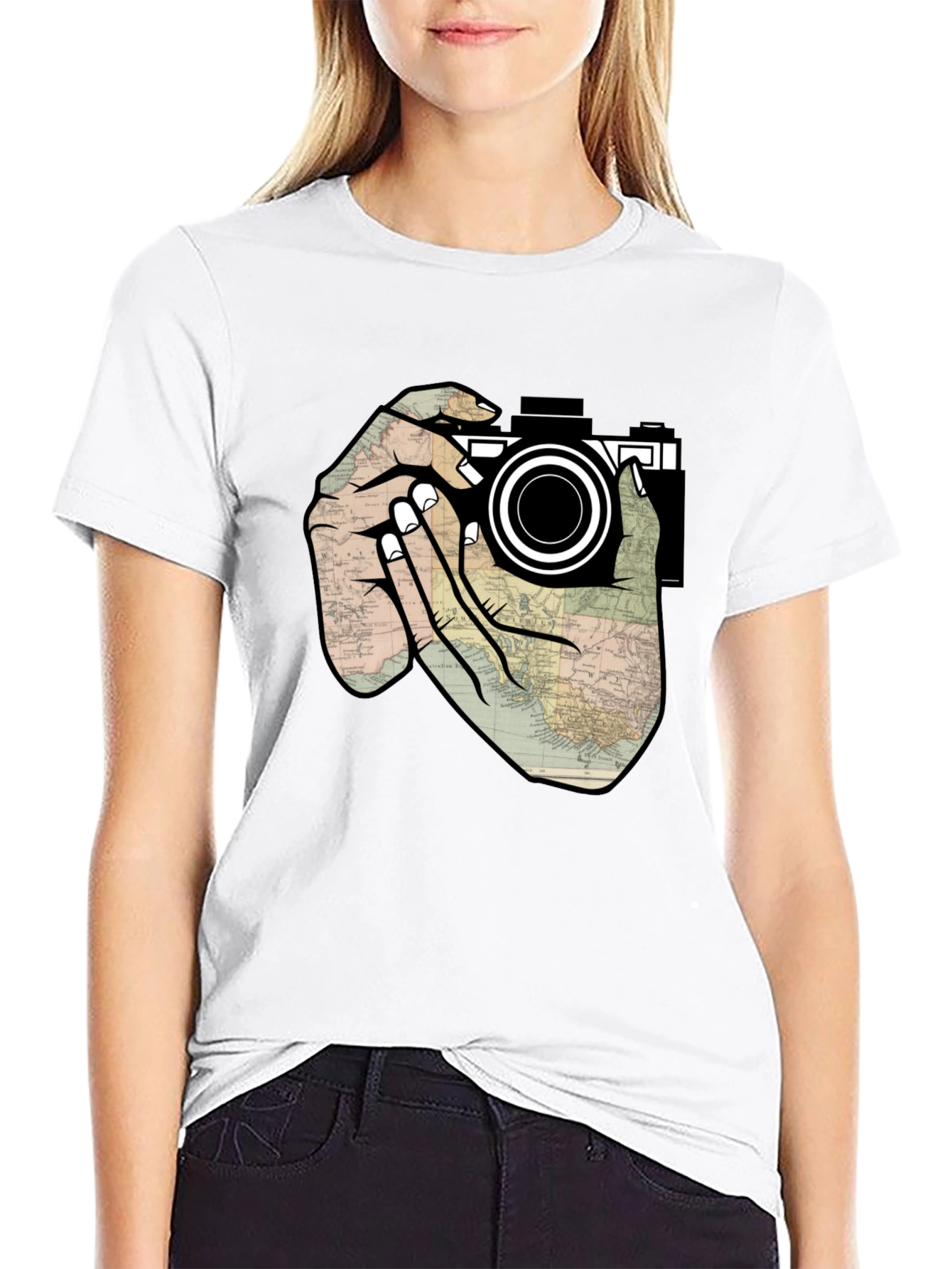 Black Photographer's Map T-Shirt view 9