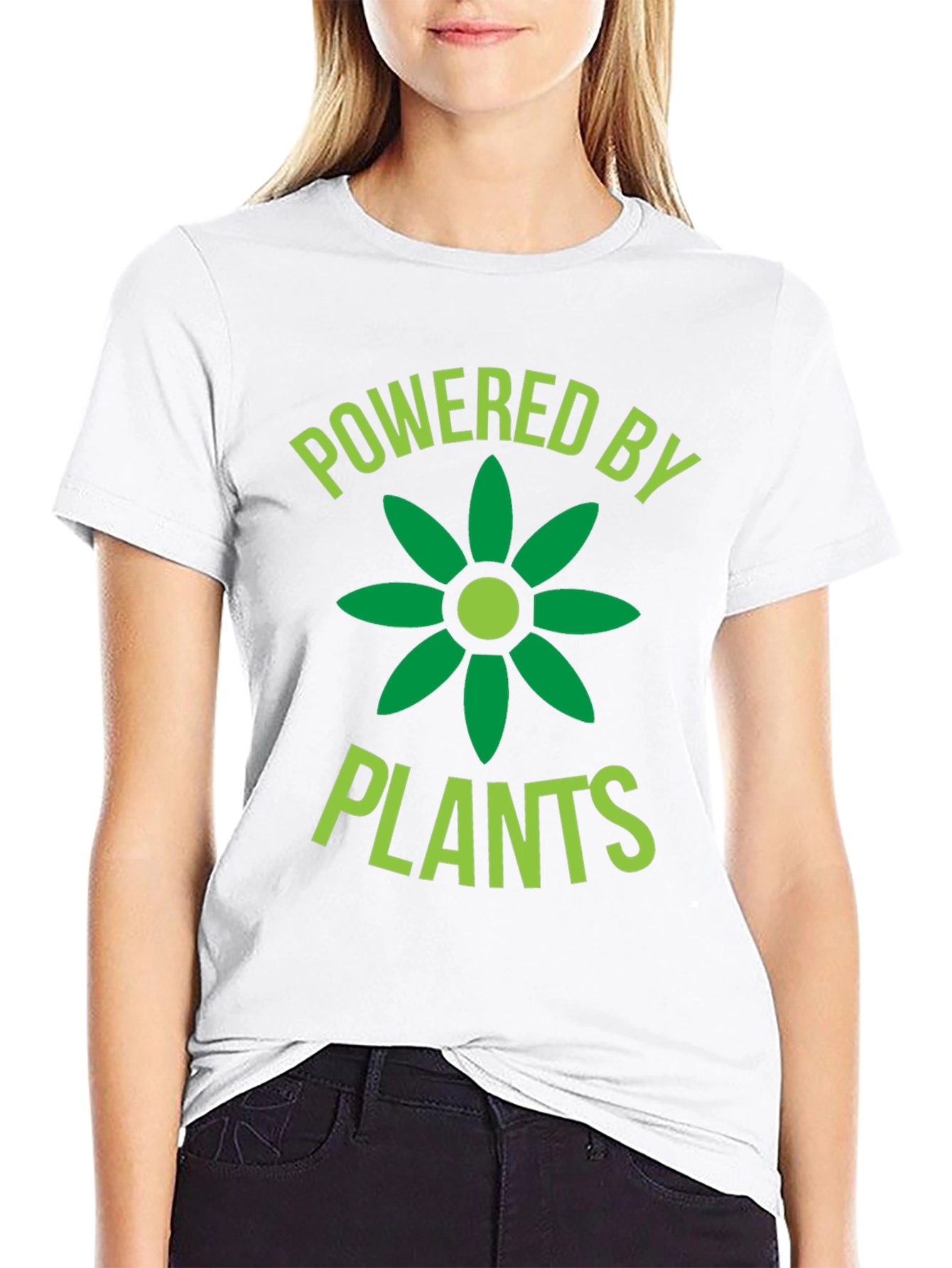 Black Powered By Plants Graphic Tee - Vegan T-Shirt view 9