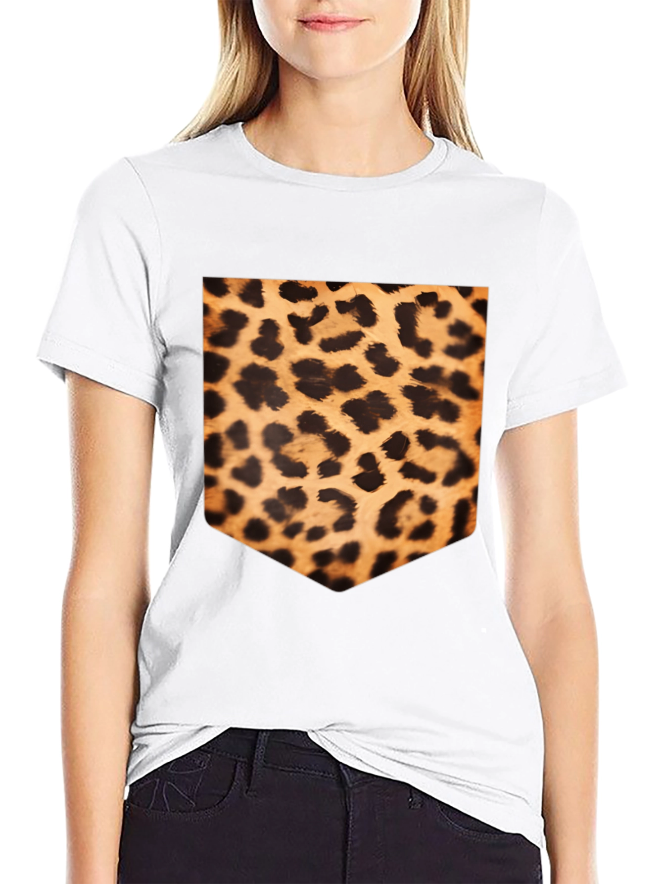 Black Leopard Print Pocket Tee view 9