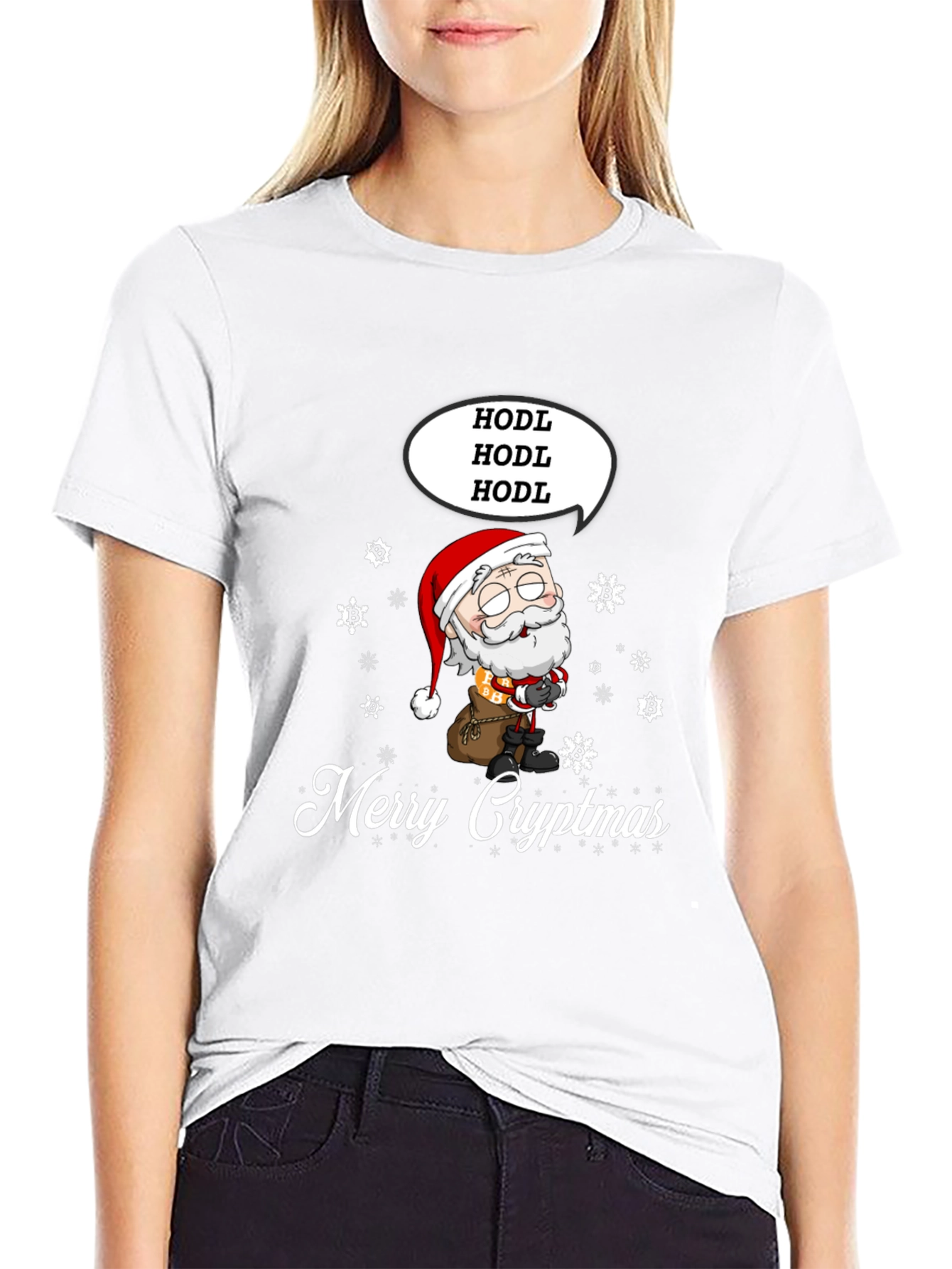 Black Merry Cryptmas HODL Santa Tee view 9