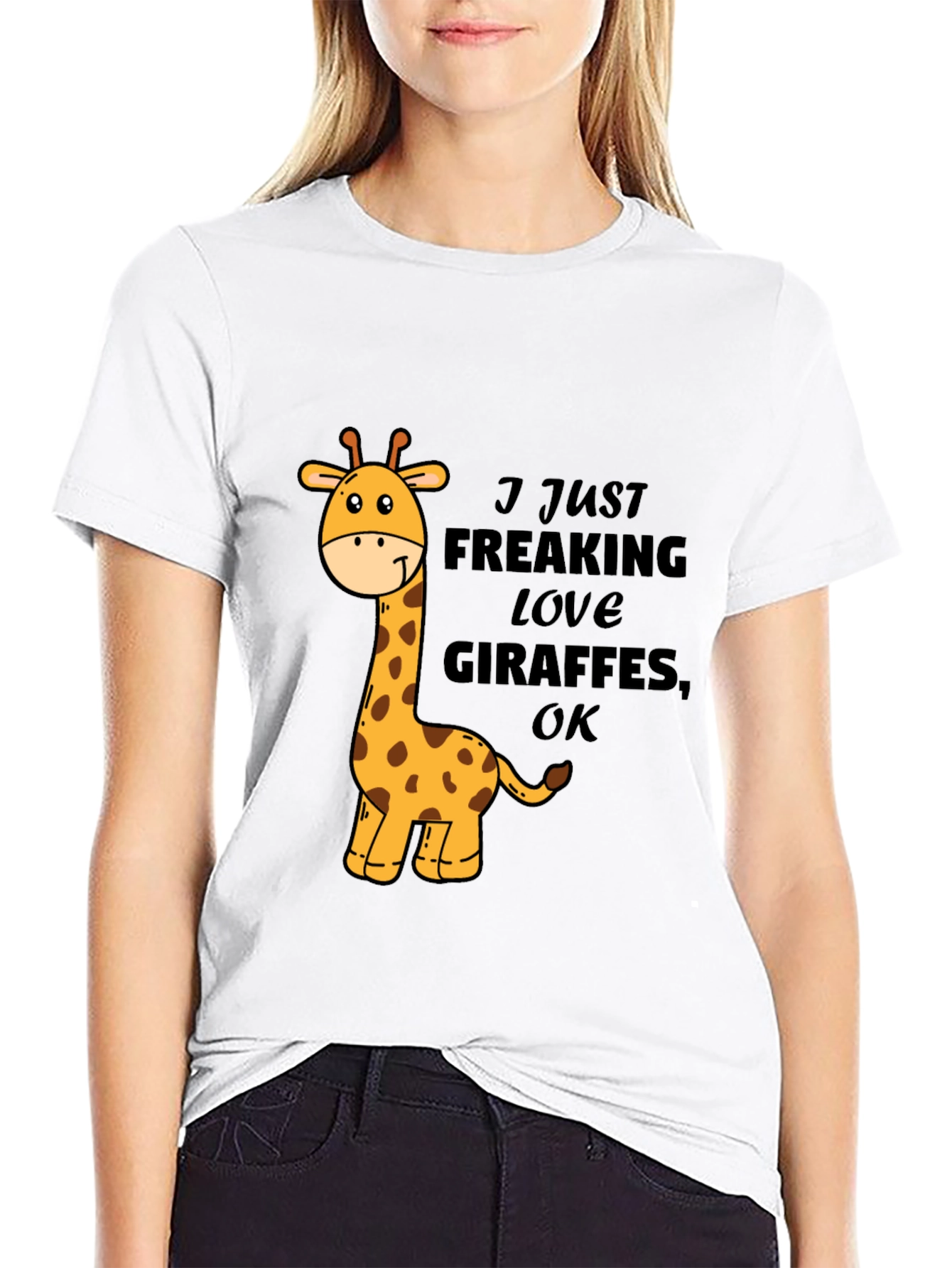 Black I Love Giraffes Black T-Shirt view 9