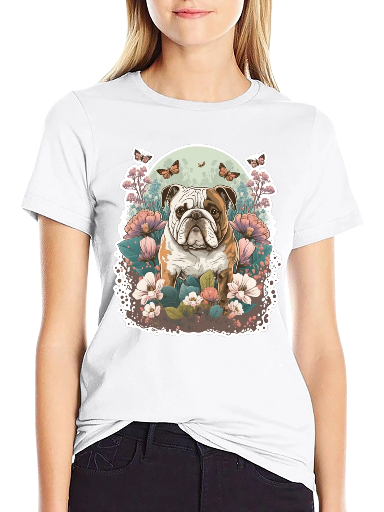 Black Bulldog Floral T-Shirt view 9
