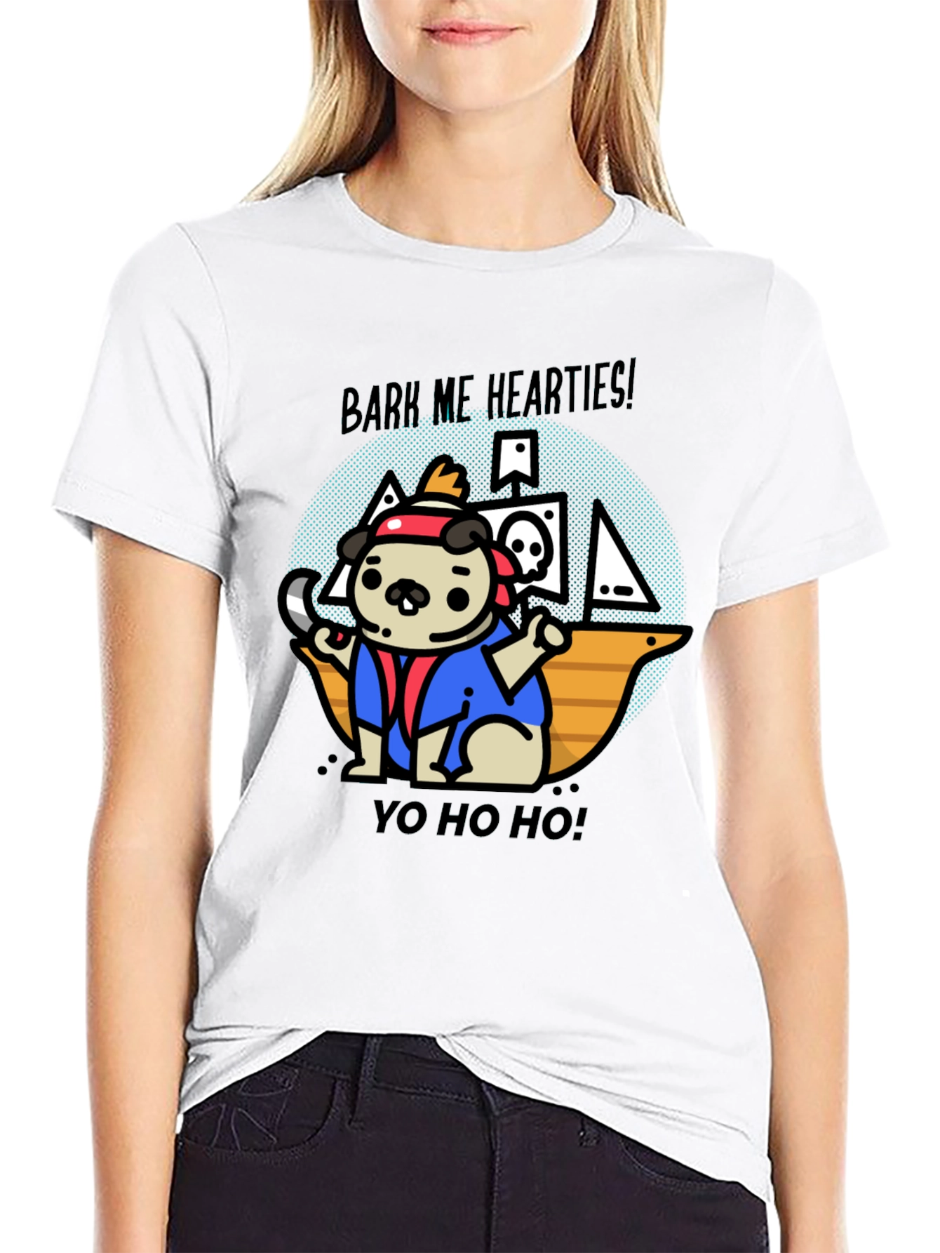 Black Pirate Pug T-Shirt - Bark Me Hearties! view 9