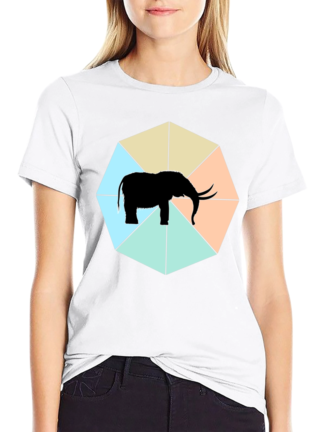 Black Elephant Octagon Graphic Tee - Stylish Men's Black T-Shirt view 9