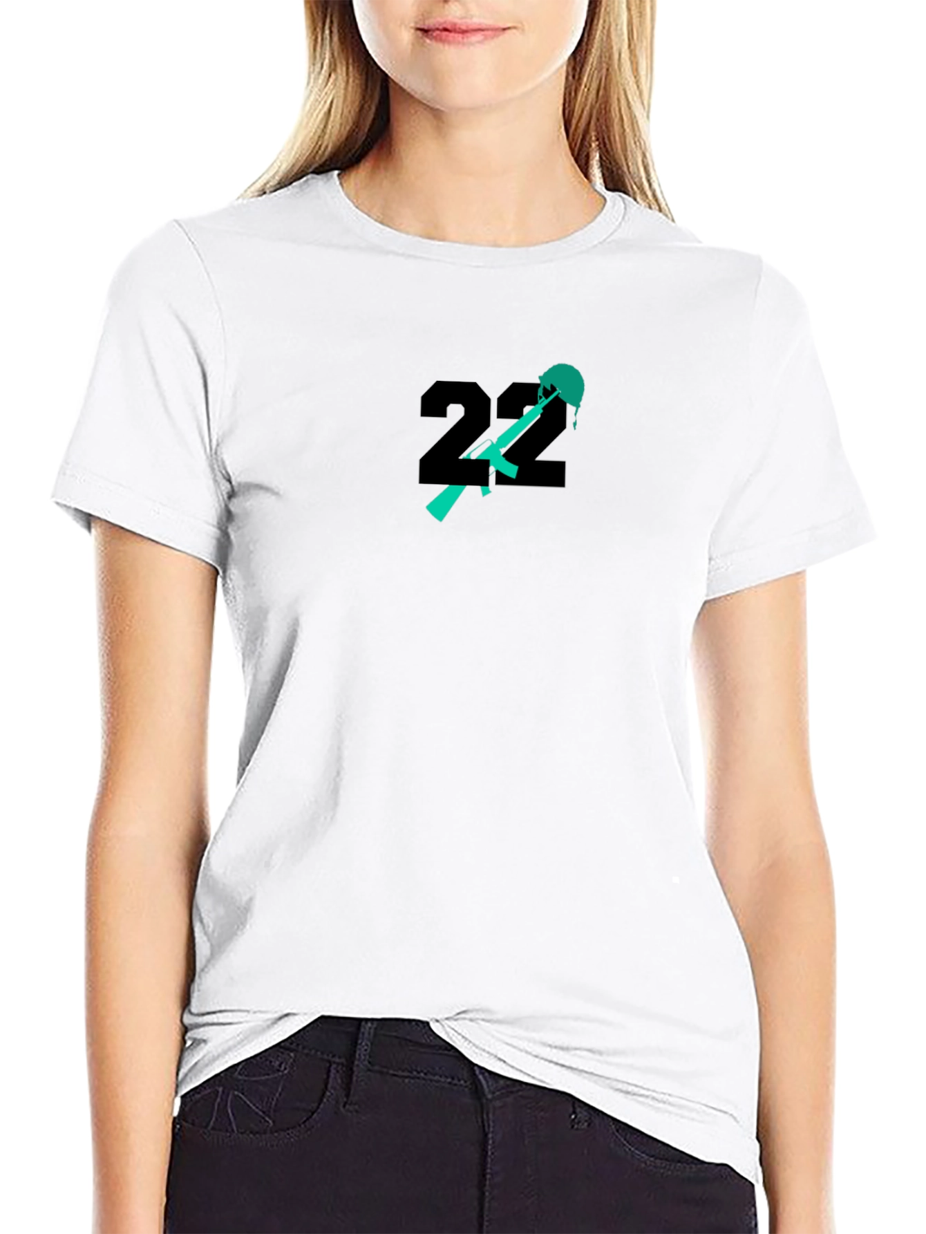 Black Edgy Number 22 Graphic Print Black T-Shirt view 9