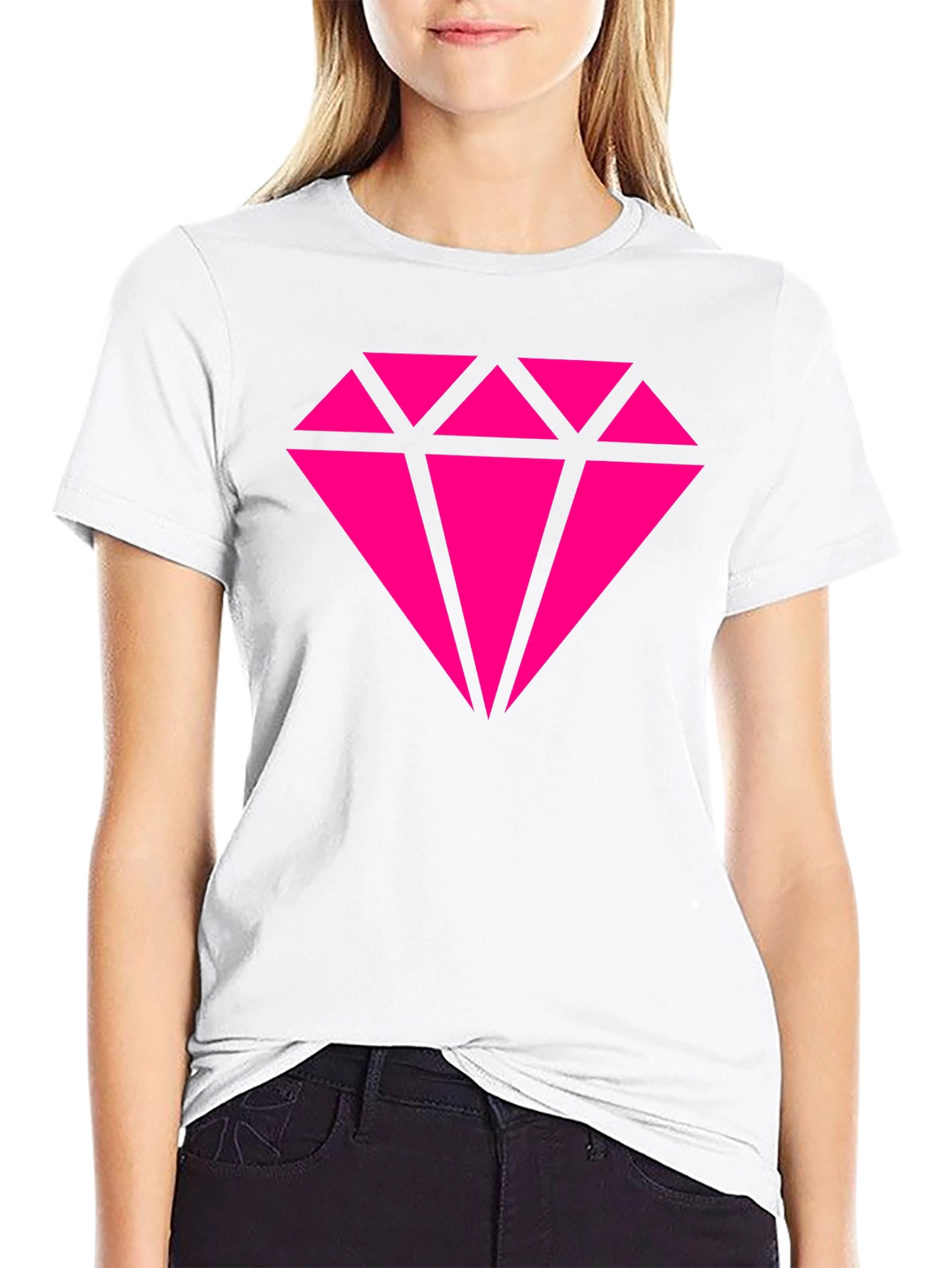 Black Pink Diamond Graphic Black T-Shirt view 9