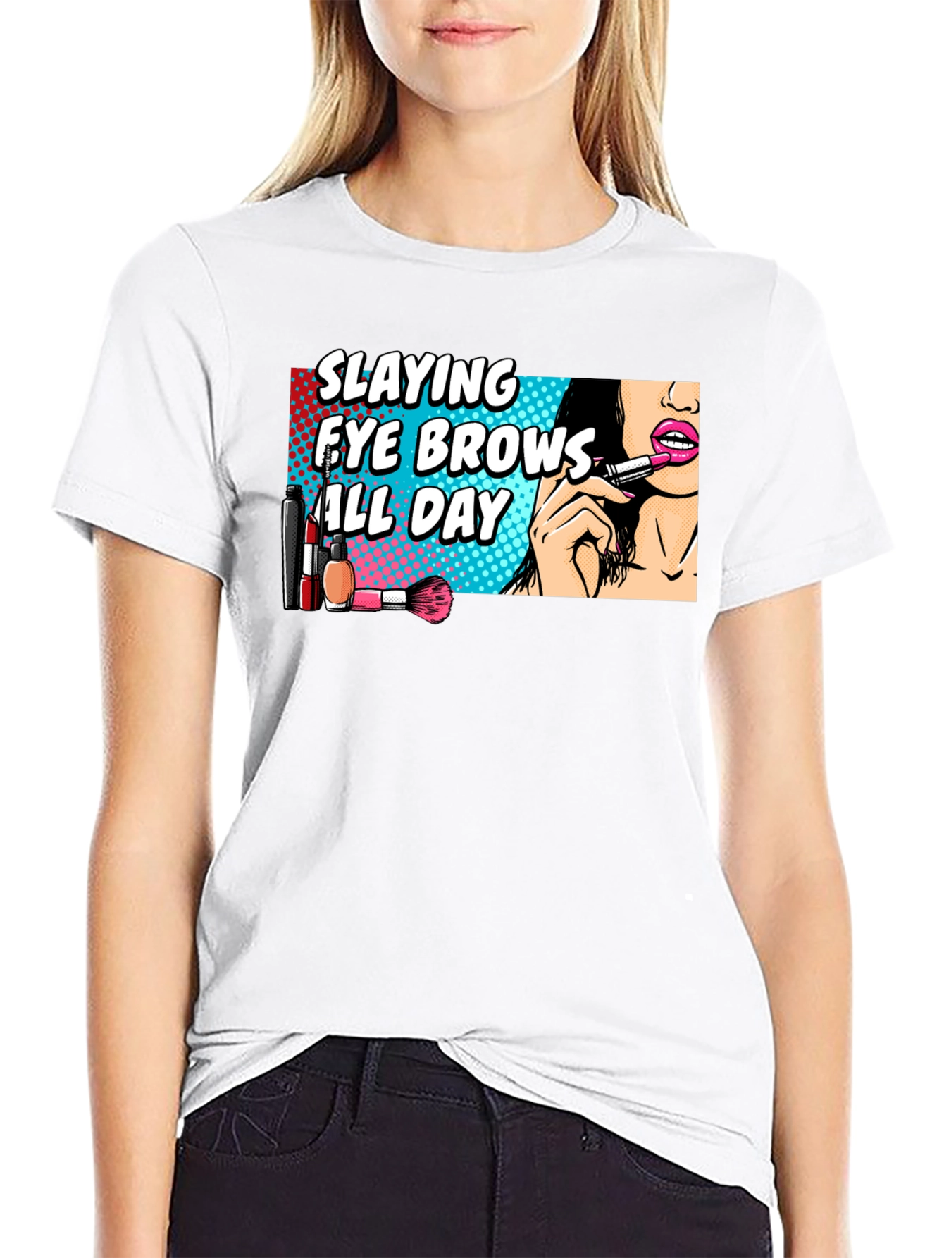 Black Slaying Eye Brows All Day T-Shirt view 9