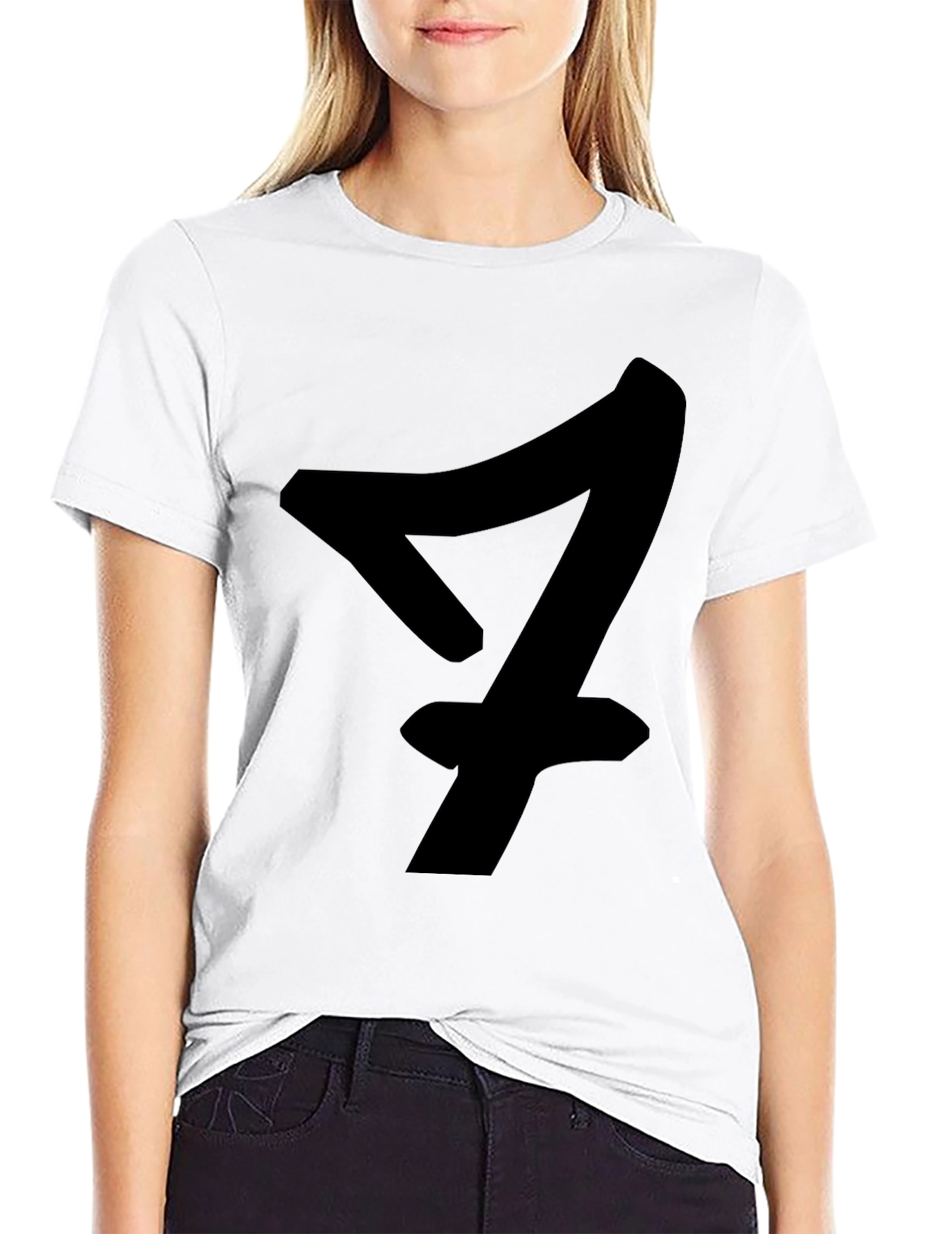 Black Black T-Shirt with Bold Number Seven Design view 9