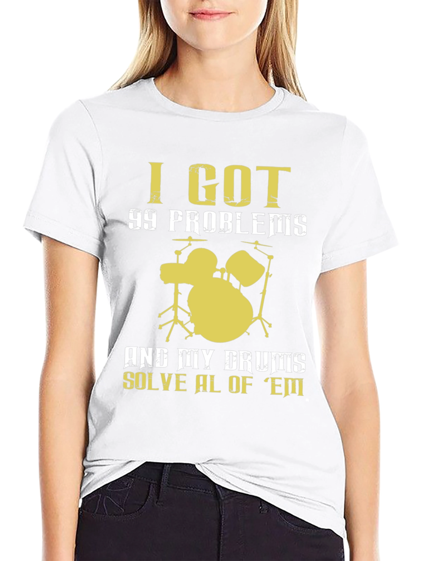 Black I Got 99 Problems Drums T-Shirt view 9