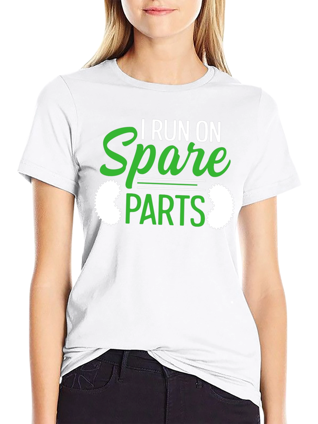 Black I Run On Spare Parts Funny Graphic T-Shirt view 9