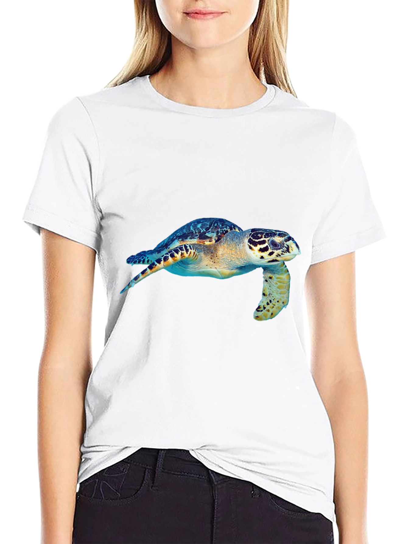 Black Sea Turtle Graphic Tee - Black Cotton Blend view 9