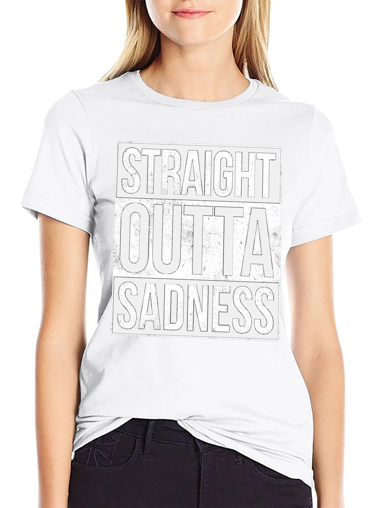 Black Straight Outta Sadness Graphic Tee view 9