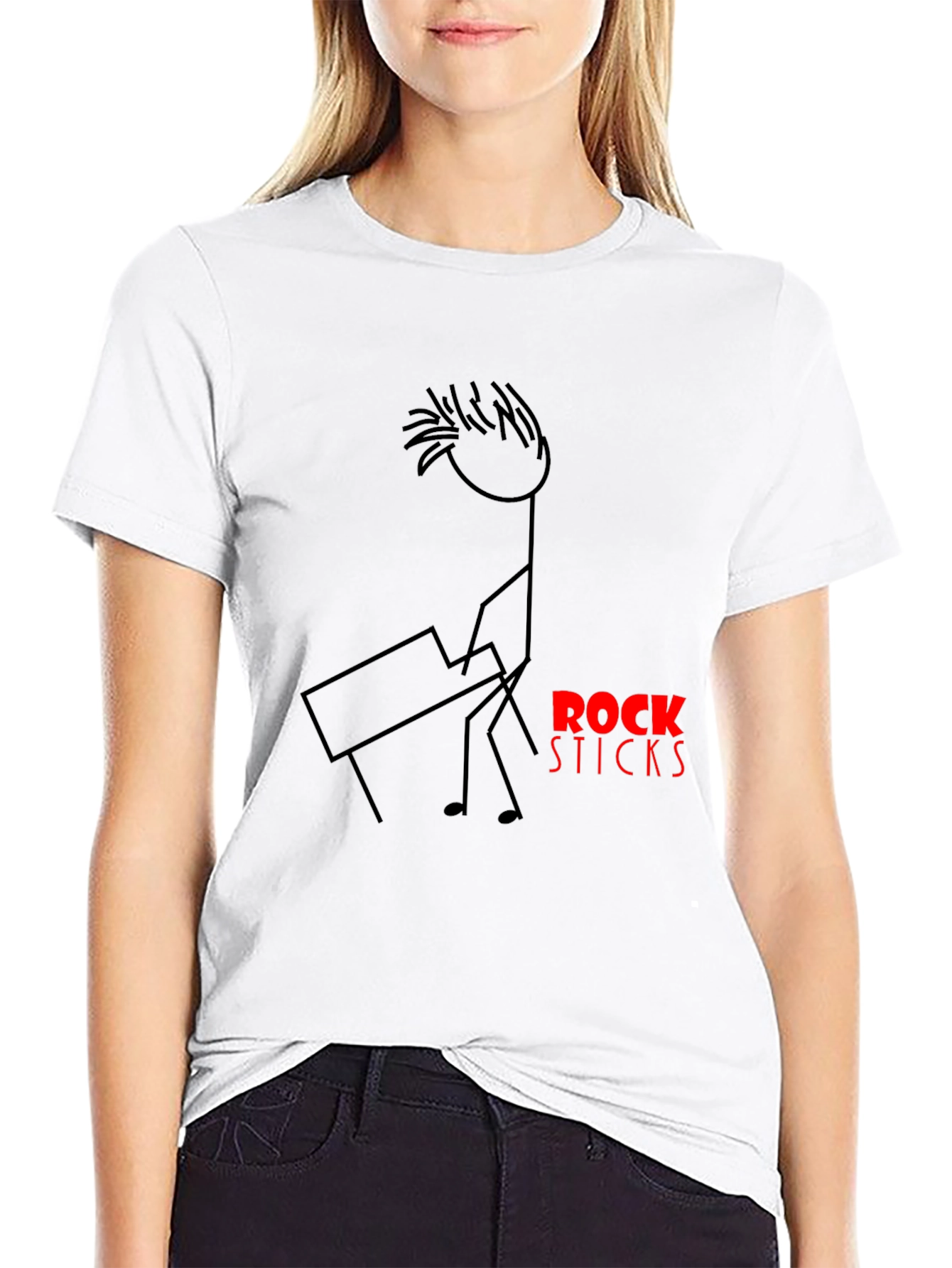 Black Rock Sticks Graphic T-Shirt - Black Cotton Tee view 9