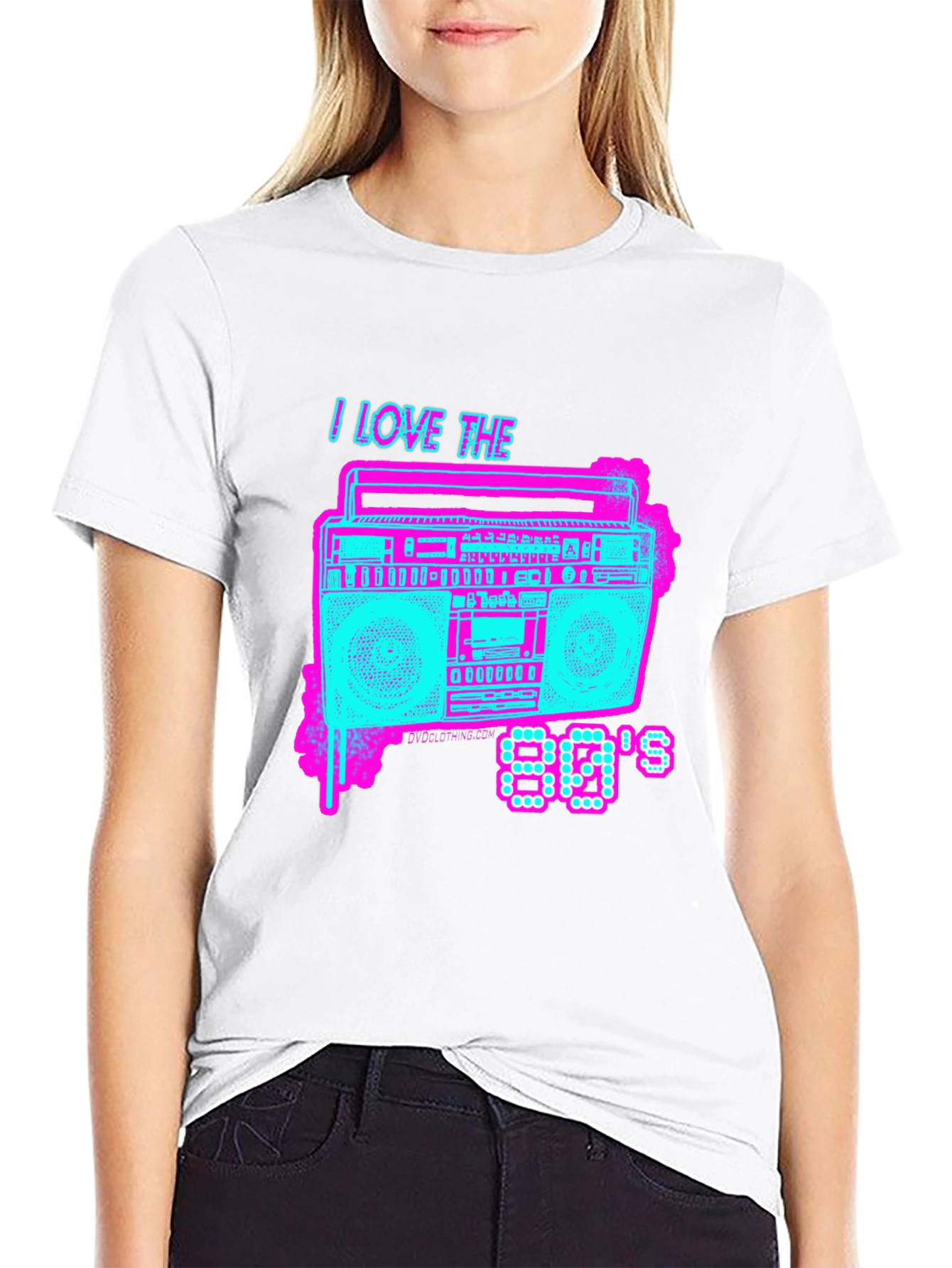 Black I Love the 80's Retro Boombox T-Shirt view 9