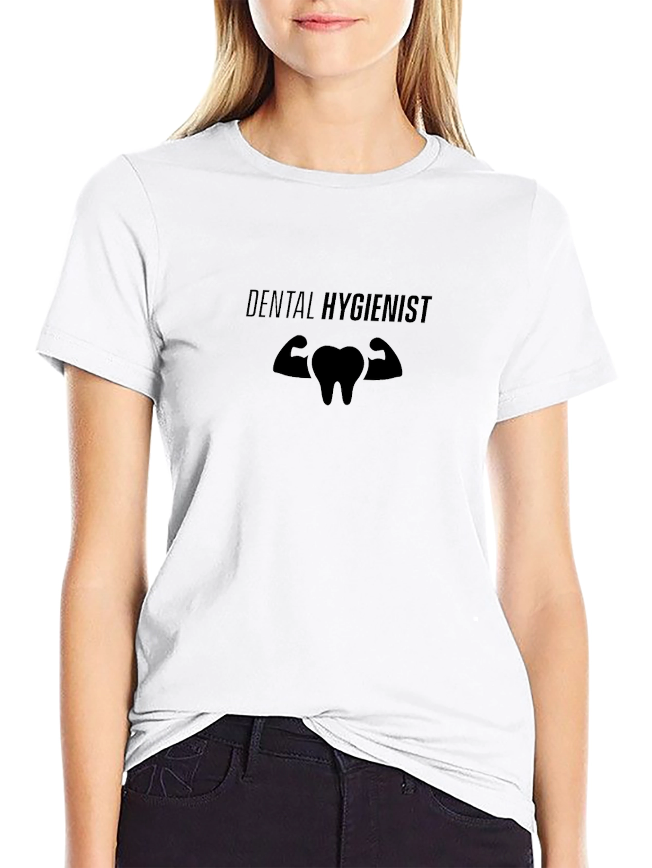 Black Dental Hygienist Muscle Tooth Graphic Tee view 9