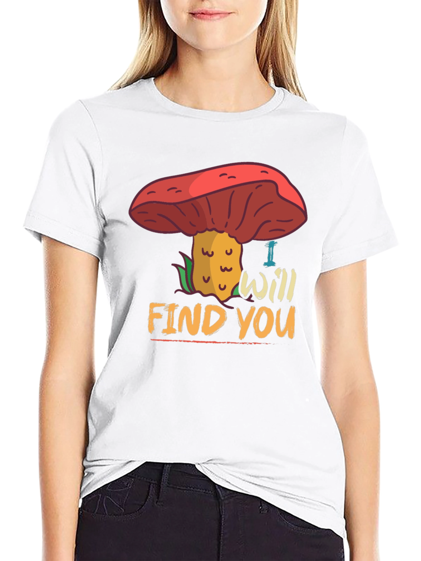 Black Mushroom Hunter T-Shirt - "I Will Find You" Fun Graphic Tee view 9