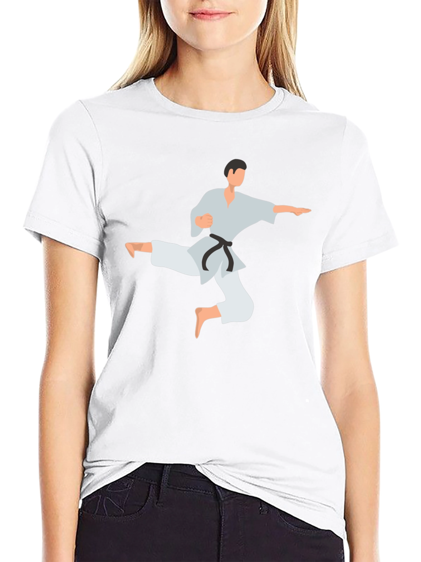 Black Karate Kick Graphic Tee - Black view 9