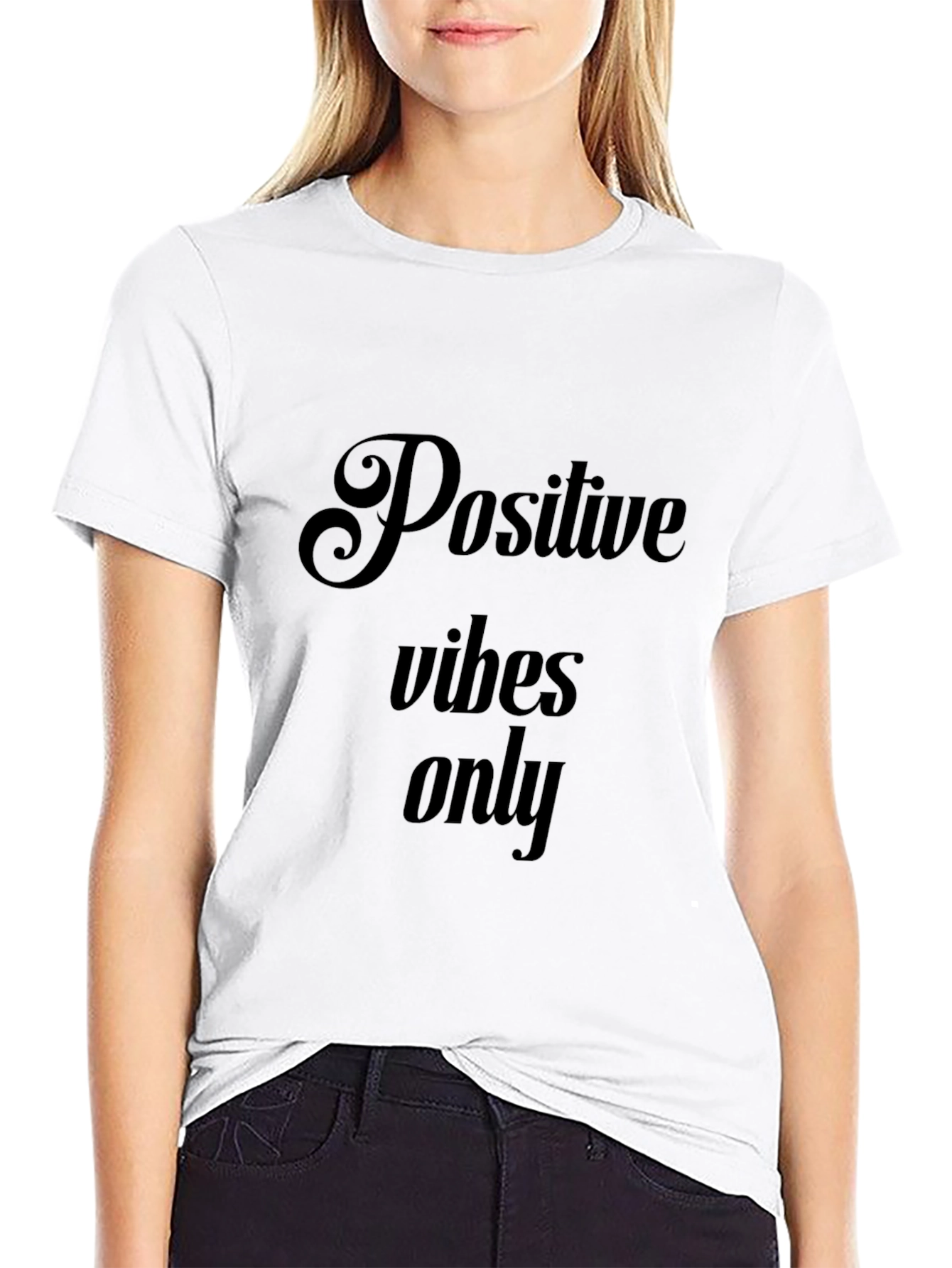 Black Positive Vibes Only Black Graphic Tee view 9
