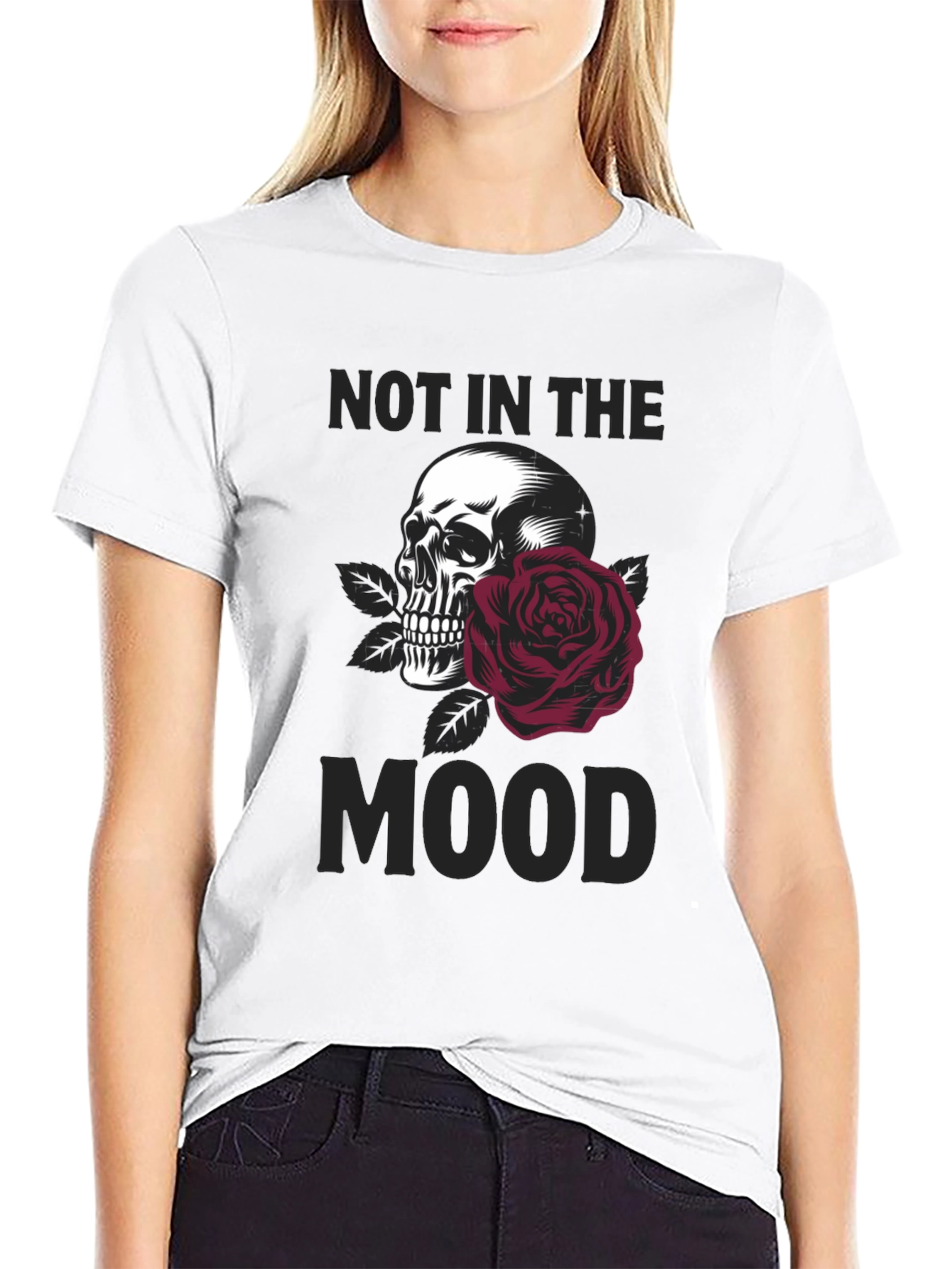 Not in the Mood Skull & Rose Graphic T-Shirt - 9