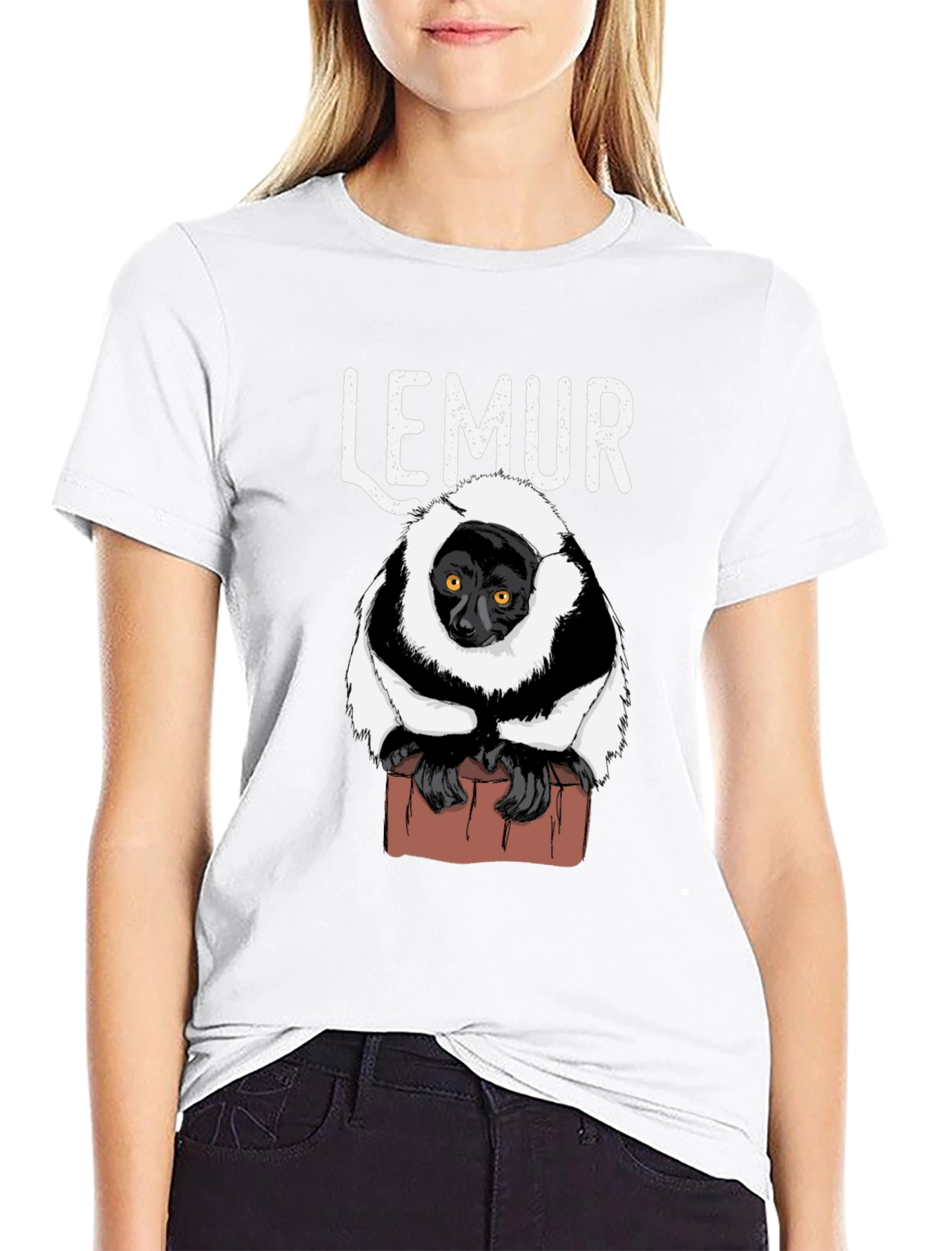 Black Lemur Graphic Print Black T-Shirt view 9
