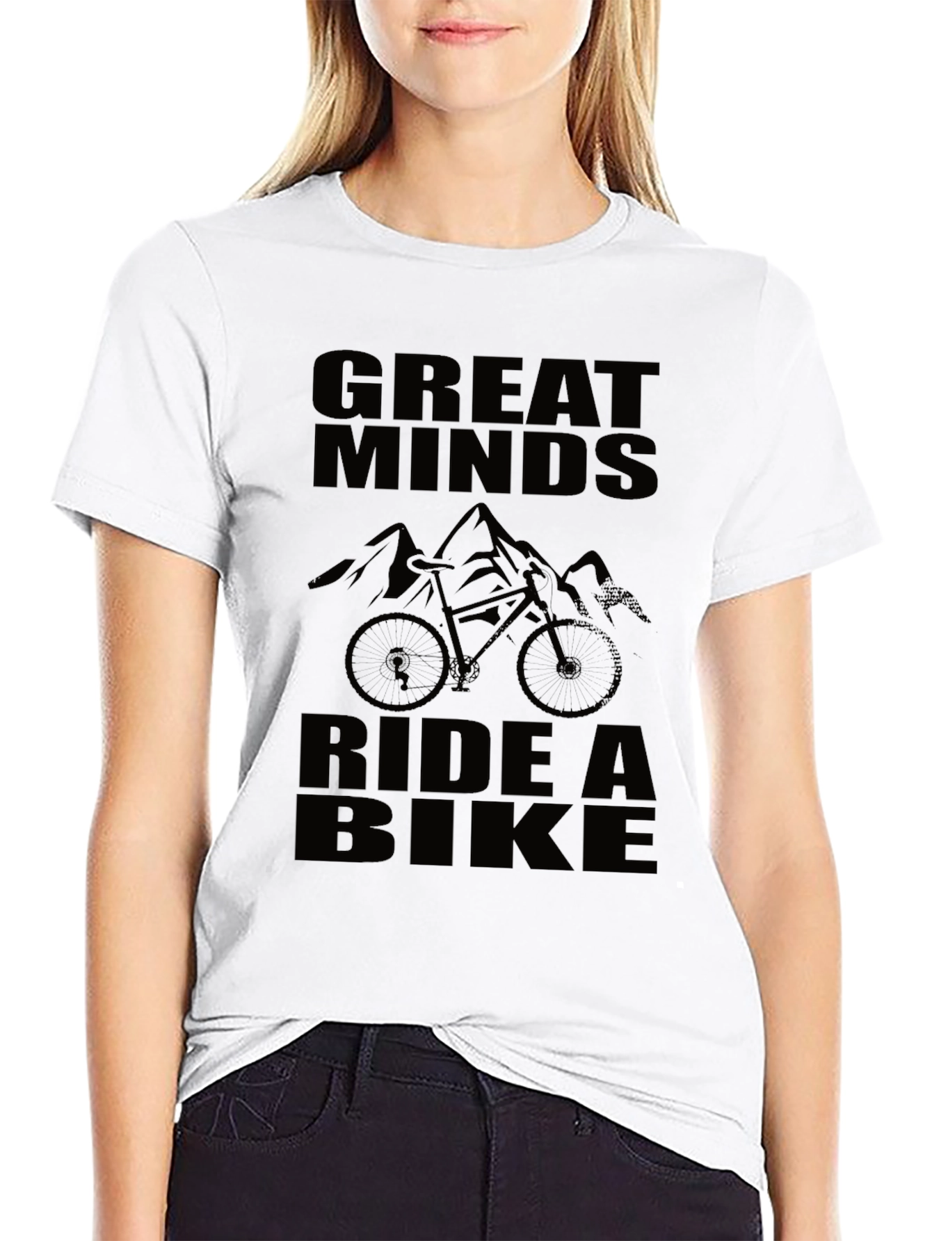 Black Great Minds Ride a Bike Black Graphic T-Shirt view 9