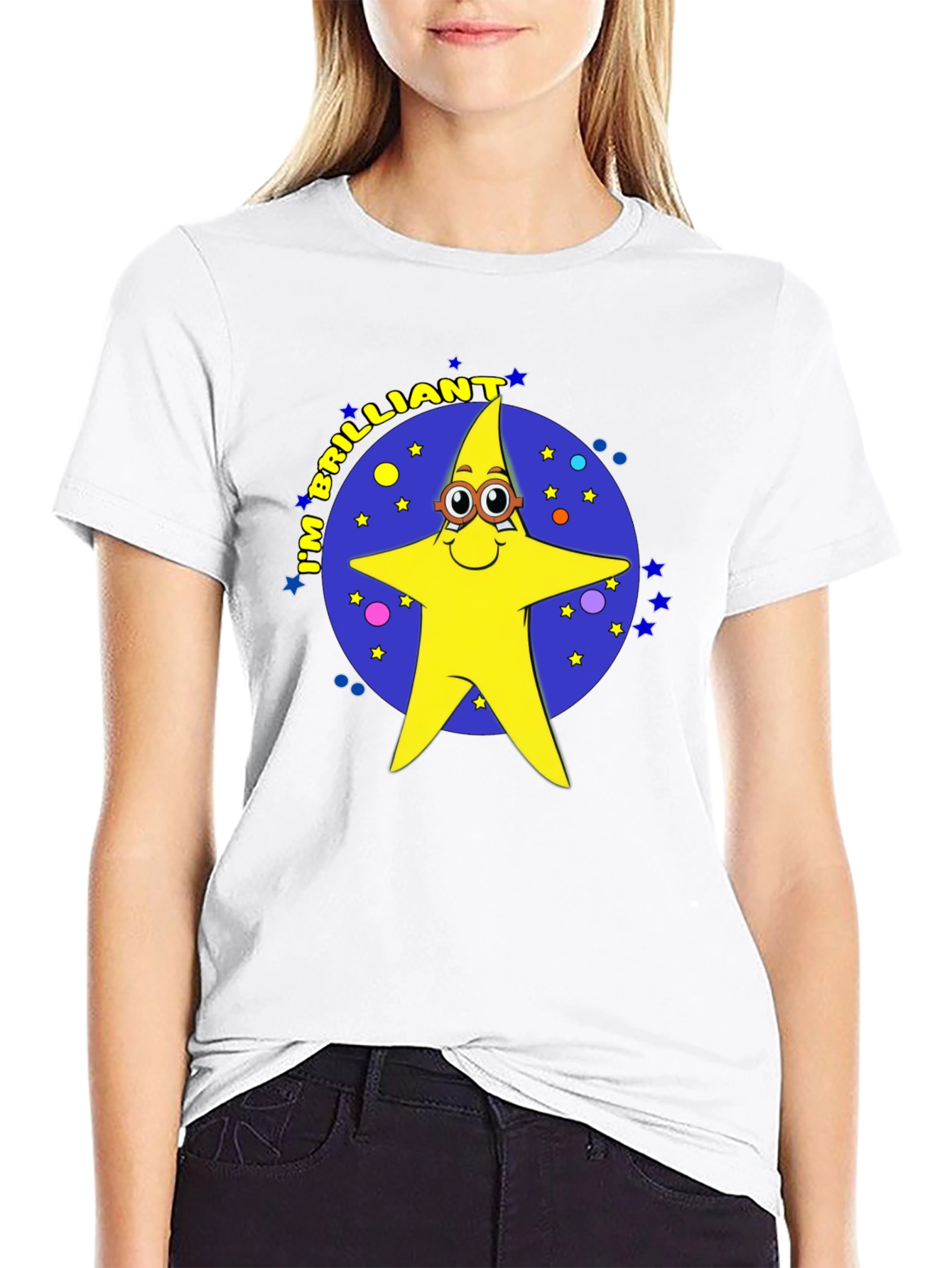 Black Brilliant Star Cartoon Graphic T-Shirt view 9
