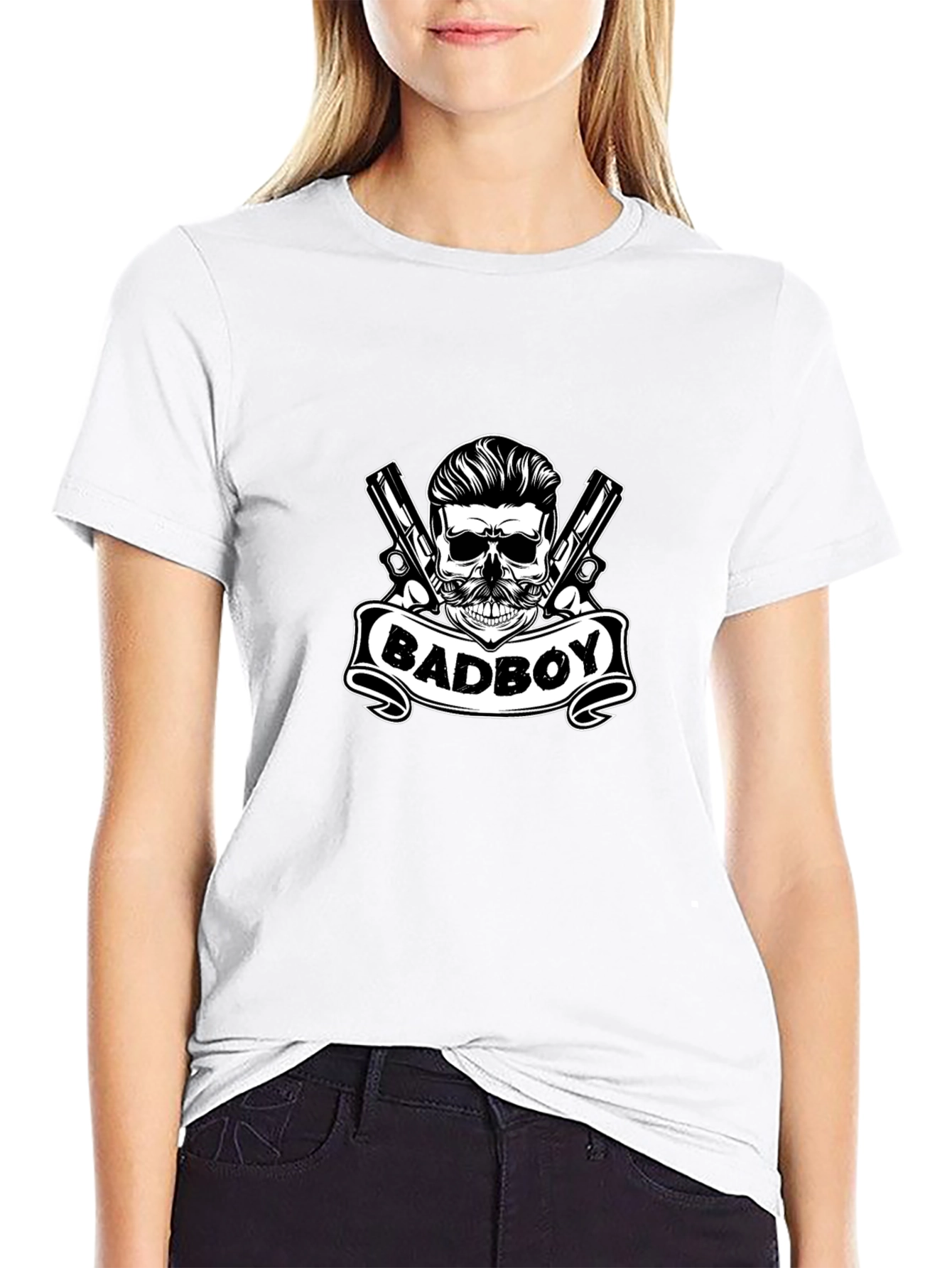 Black Badboy Skull Graphic Tee - Black view 9