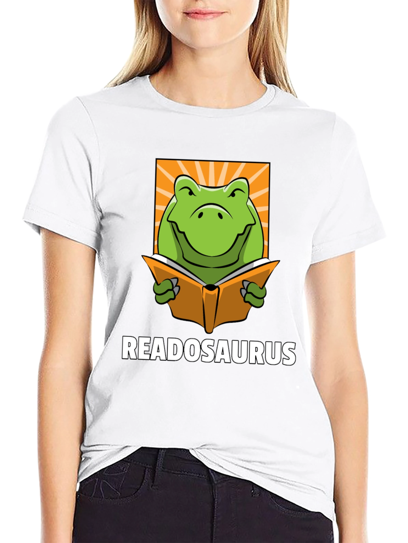 Black Readosaurus Graphic T-Shirt - Book Loving Dinosaur Tee view 9
