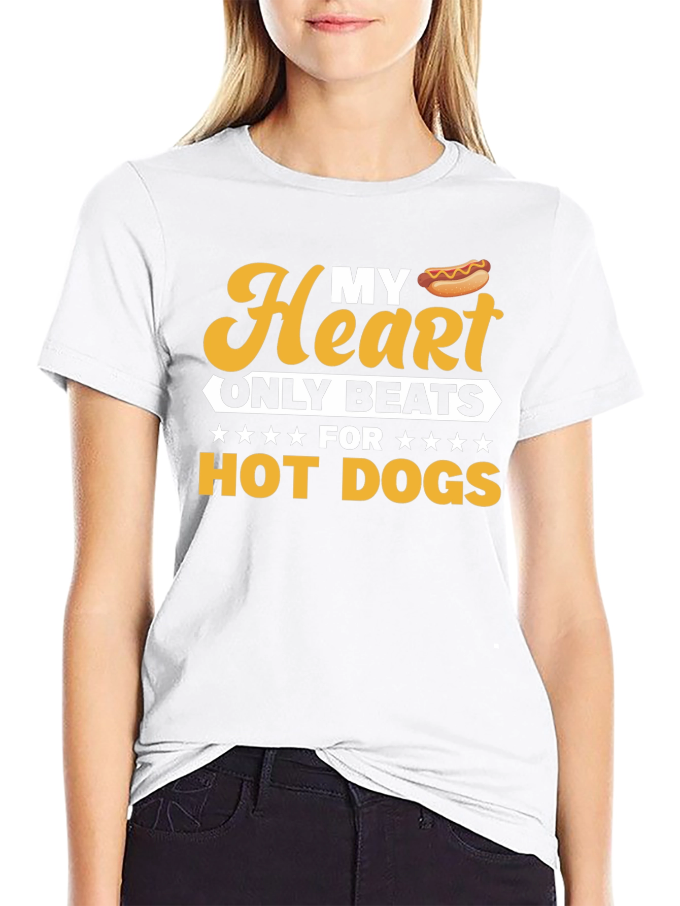 Black Funny Hot Dog Lover T-Shirt - My Heart Beats For Hot Dogs view 9