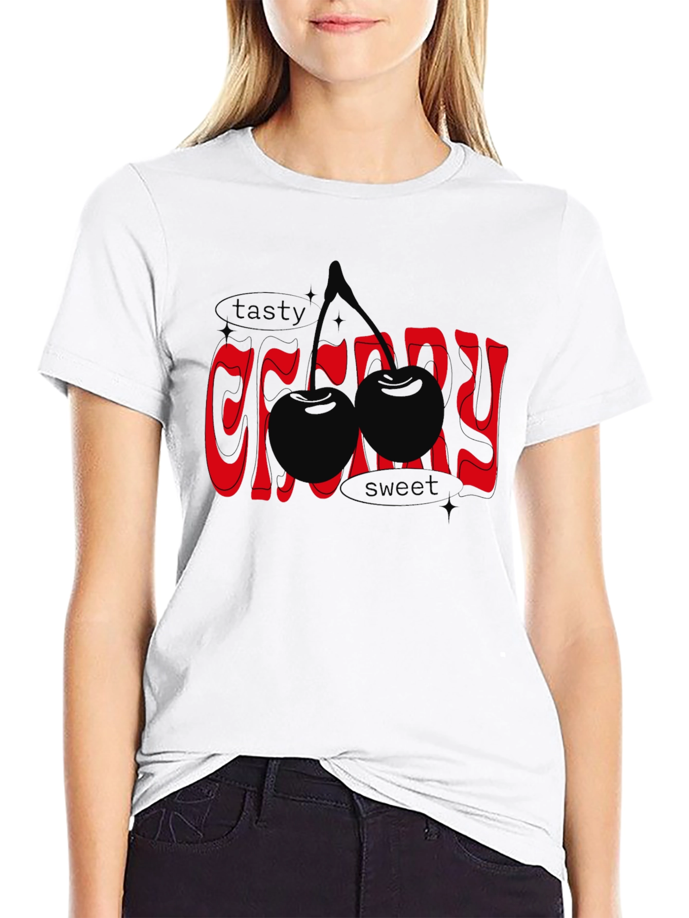 Black Tasty Cherry Graphic Tee - Unisex Black T-Shirt view 9