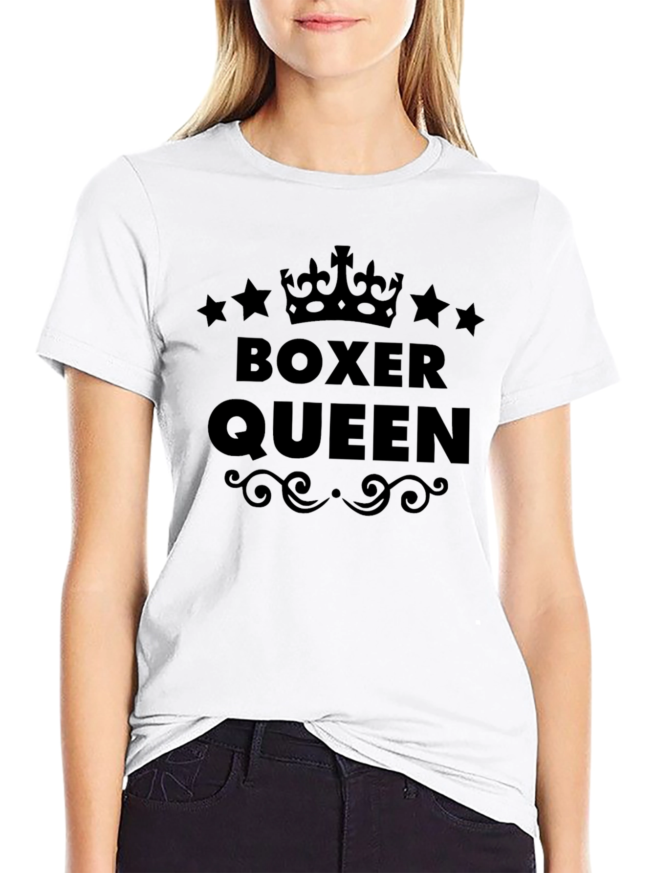 Black Boxer Queen Crown Graphic Tee - Black view 9