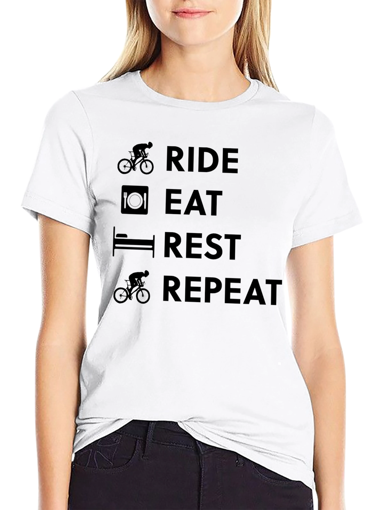 Black Ride Eat Rest Repeat Cycling T-Shirt view 9