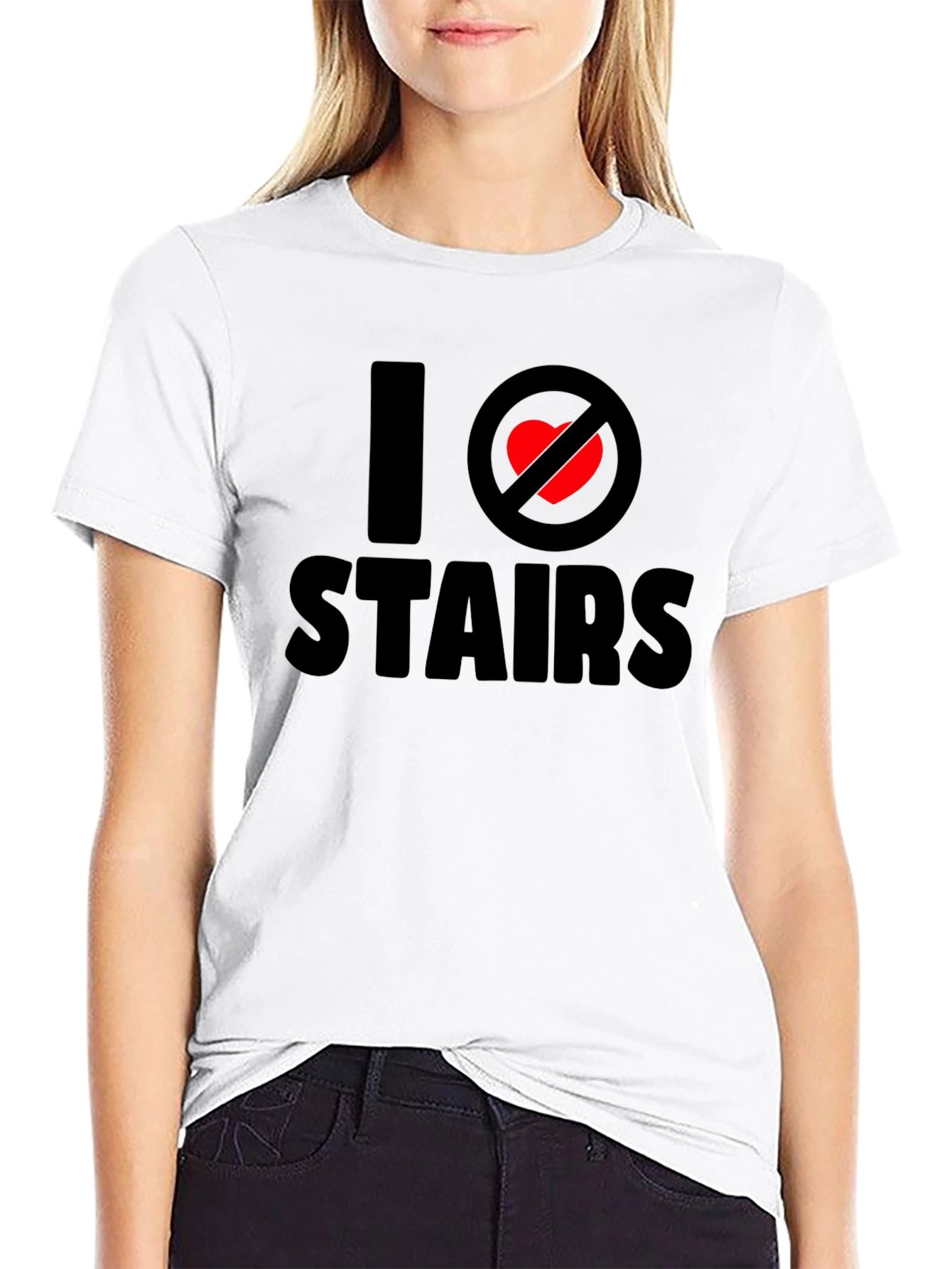 Black I Hate Stairs Graphic Tee - Funny Anti-Stair T-Shirt view 9