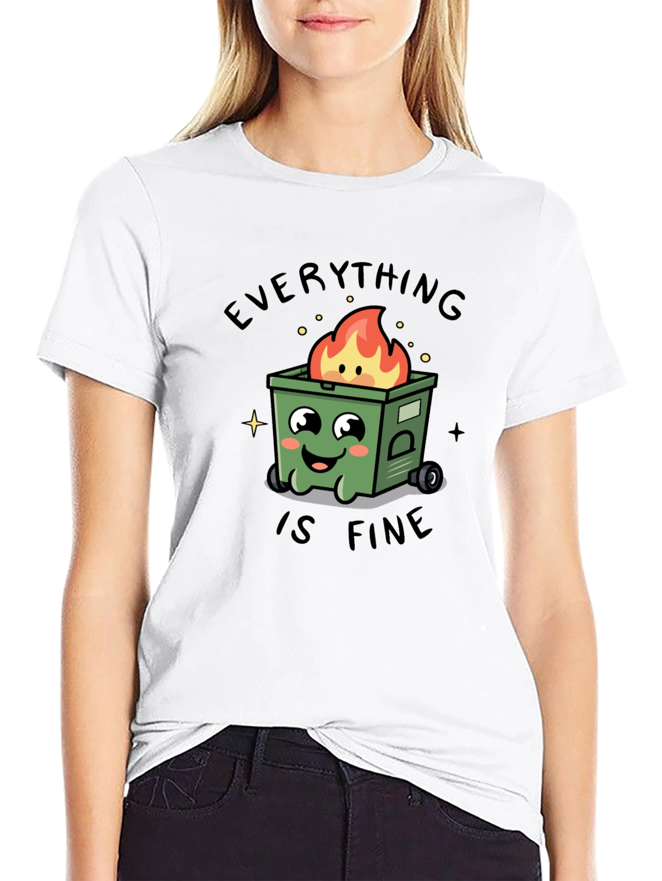 Black Everything Is Fine T-Shirt - Dumpster Fire Graphic Tee view 9