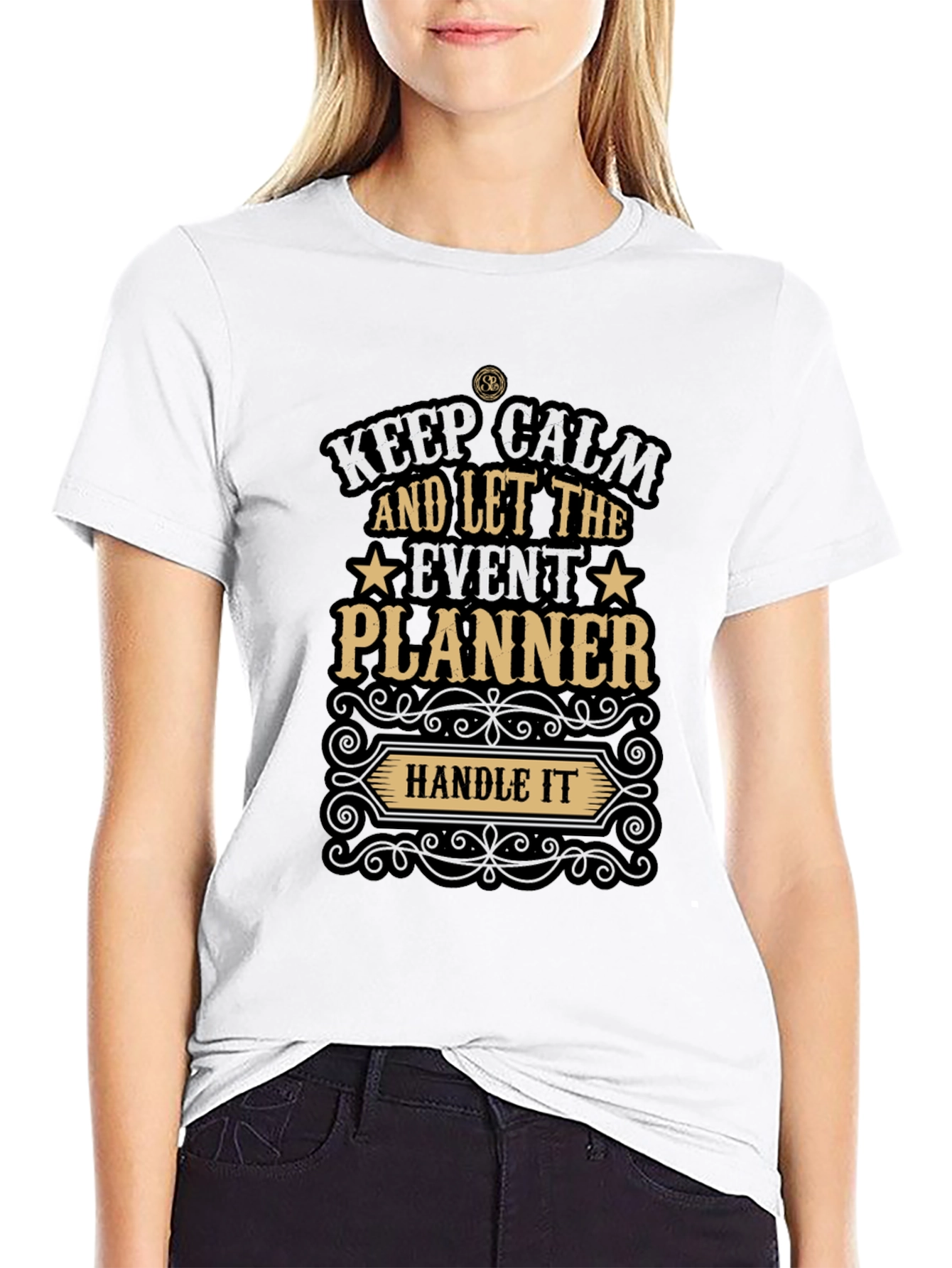 Black Keep Calm Event Planner Graphic Tee view 9