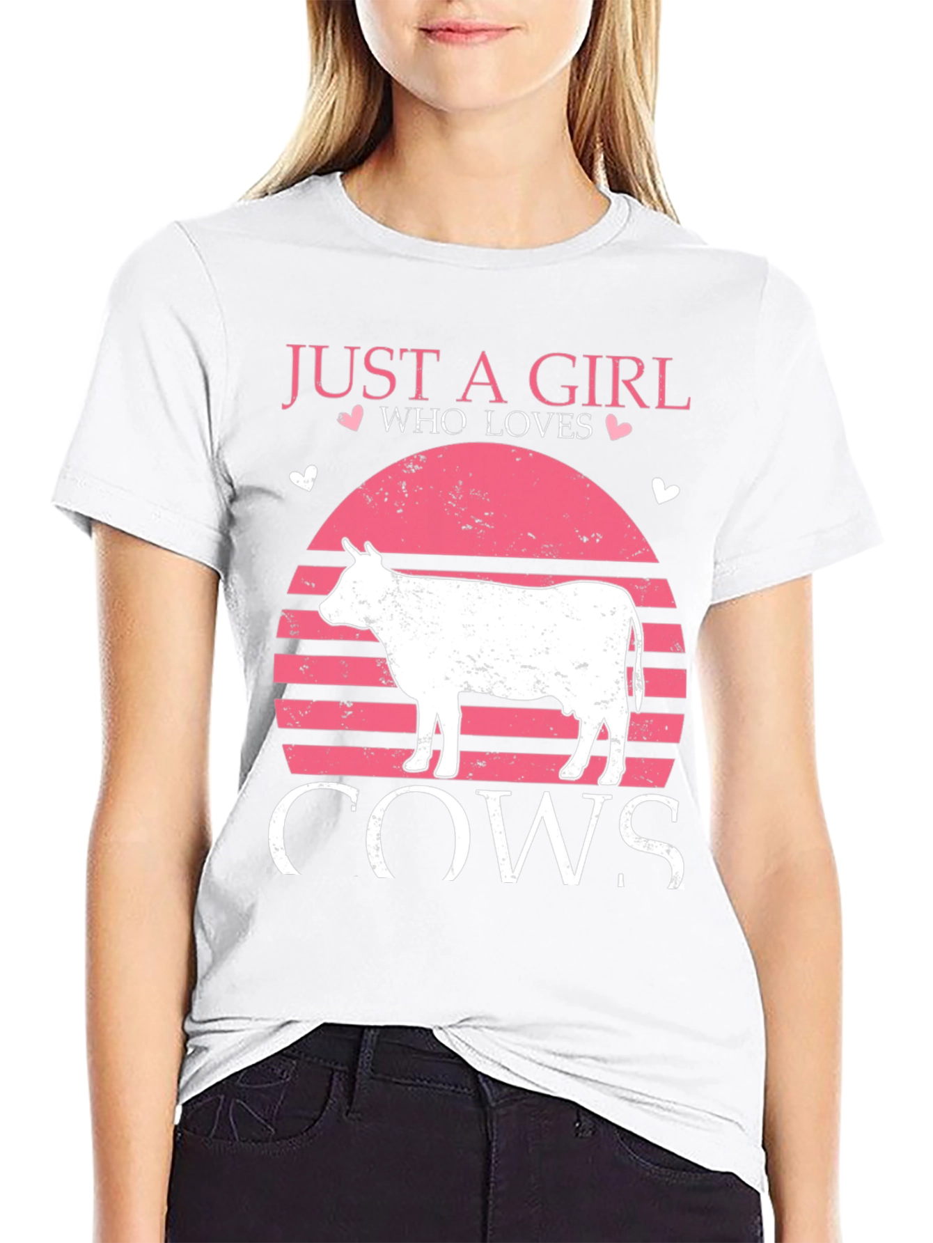 Black Just a Girl Who Loves Cows T-Shirt view 9