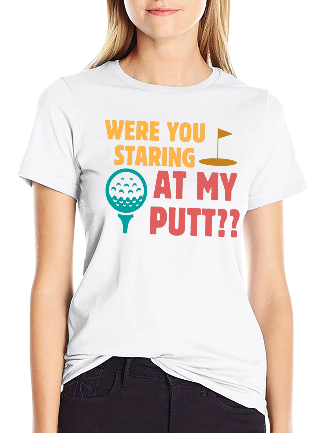 Black Were You Staring at My Putt T-Shirt view 9