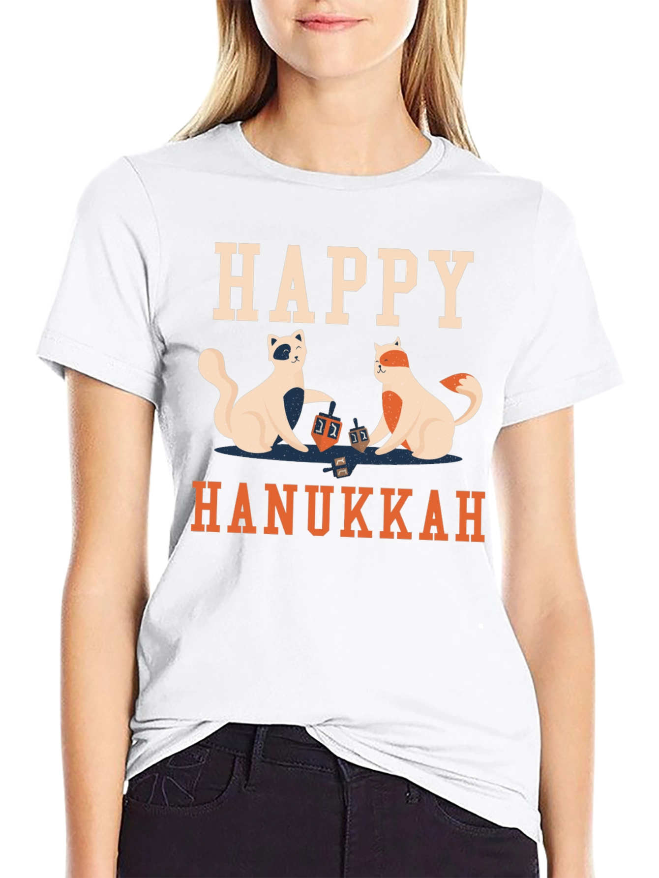 Black Happy Hanukkah Cats Men's T-Shirt view 9