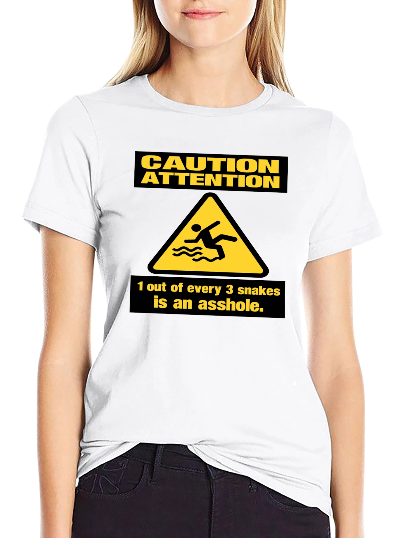 Black Caution Snakes Funny Graphic T-Shirt view 9
