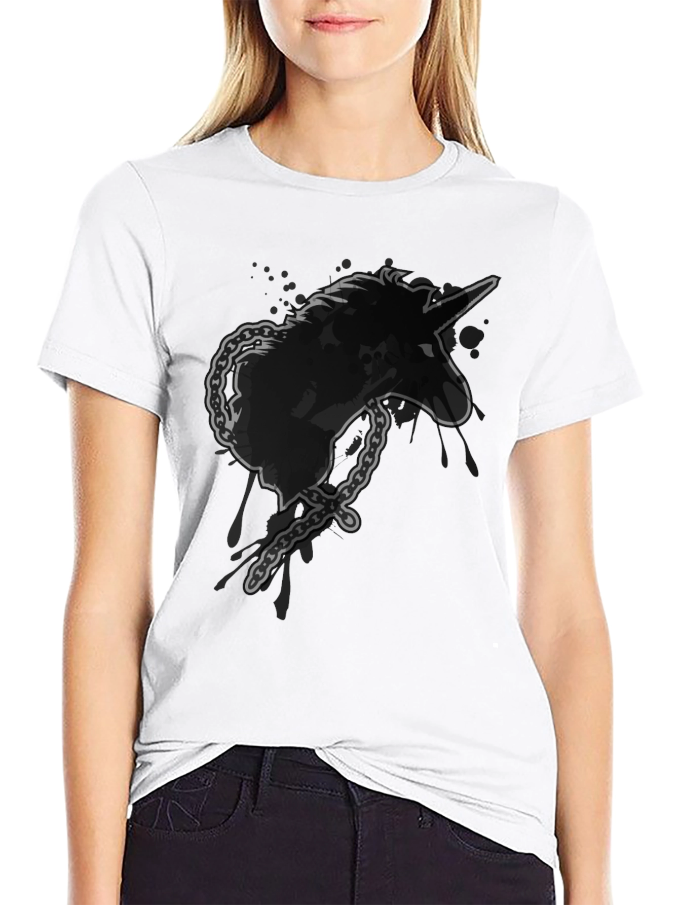 Black Unicorn Chain Graphic Tee view 9