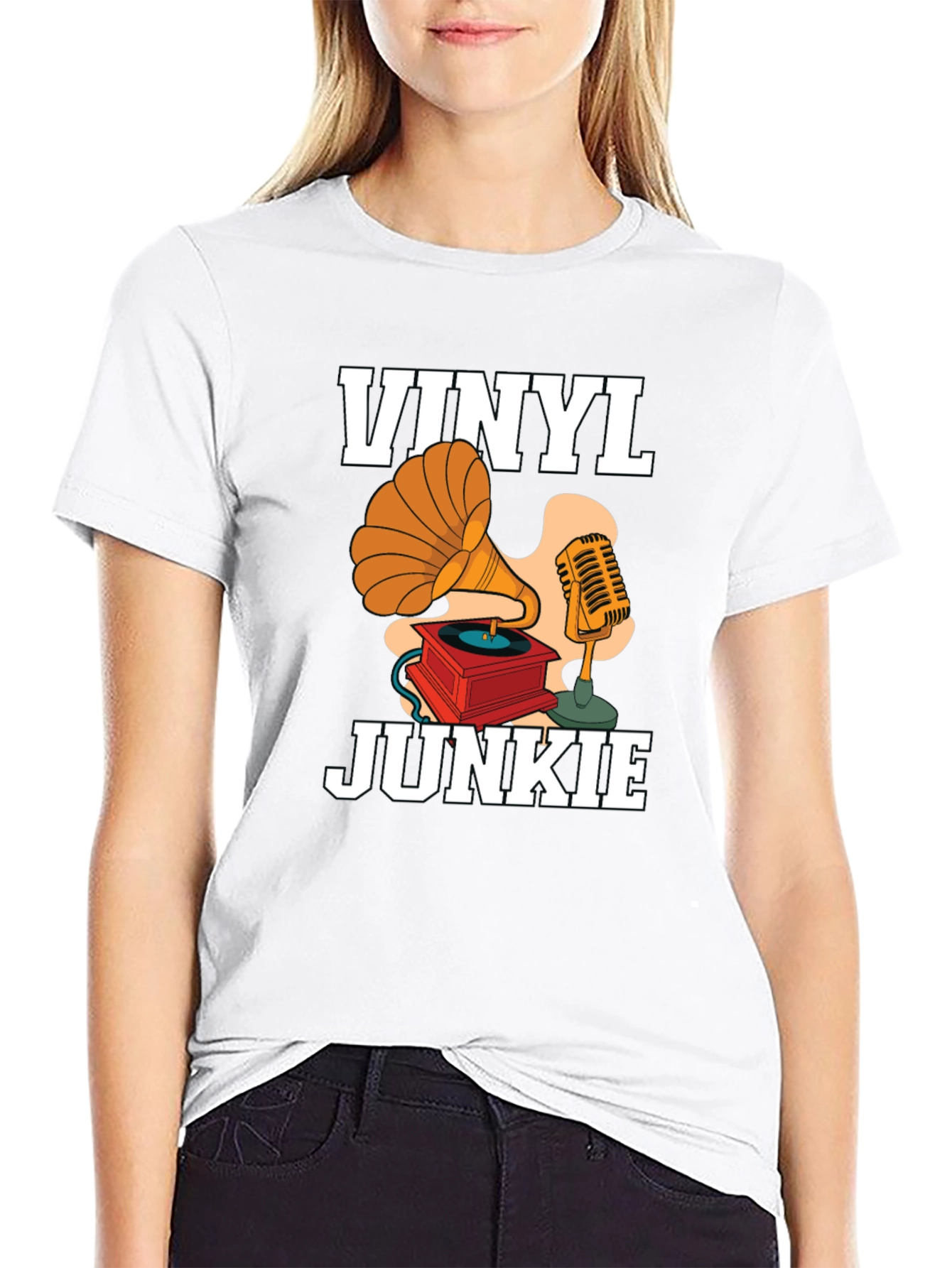 Black Vinyl Junkie Graphic Tee view 9