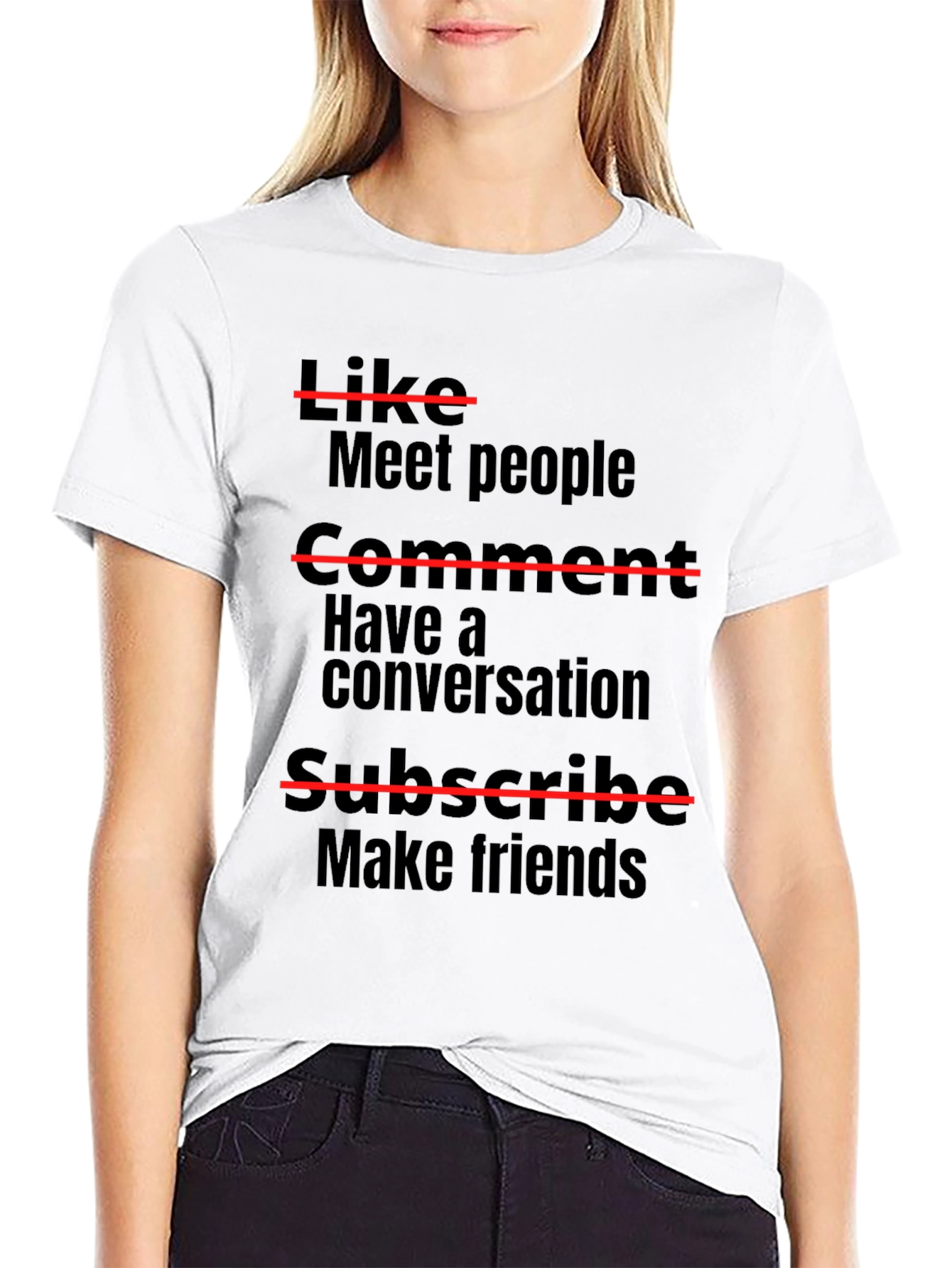 Black Funny Graphic Tee: Like, Comment, Subscribe T-Shirt view 9