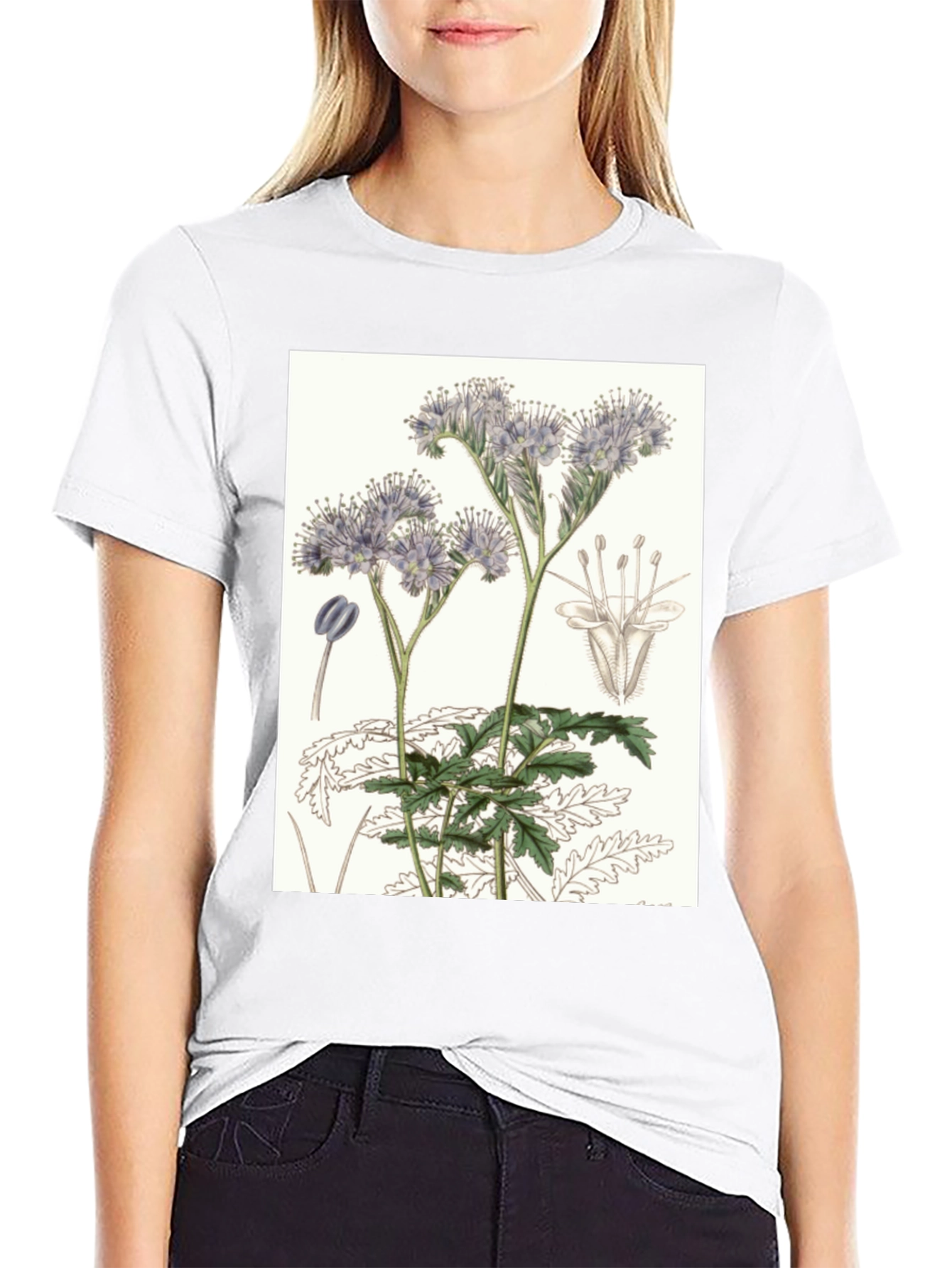 Black Botanical Flower T-Shirt view 9