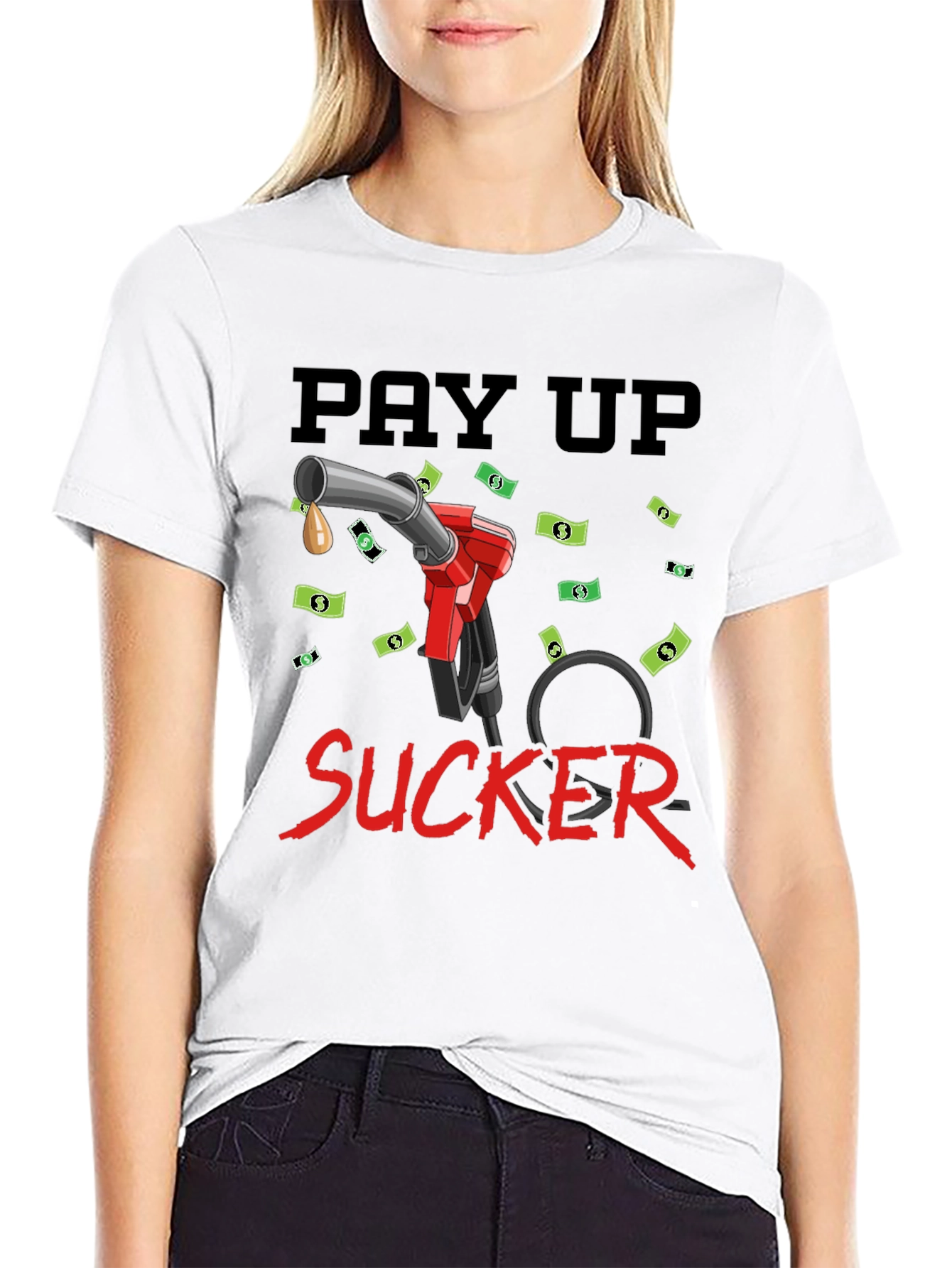Black Pay Up Sucker T-Shirt - Funny Gas Price Tee view 9