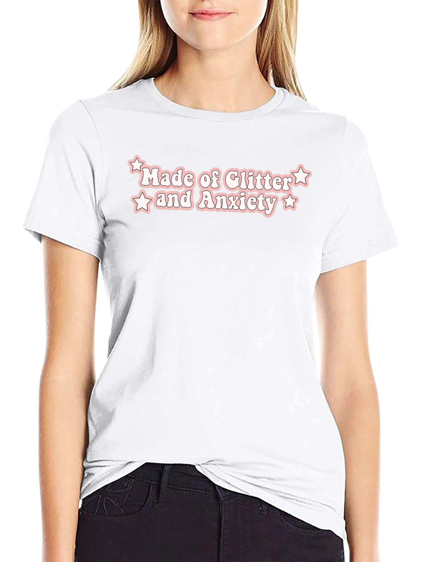 Black Glitter and Anxiety Black T-Shirt view 9