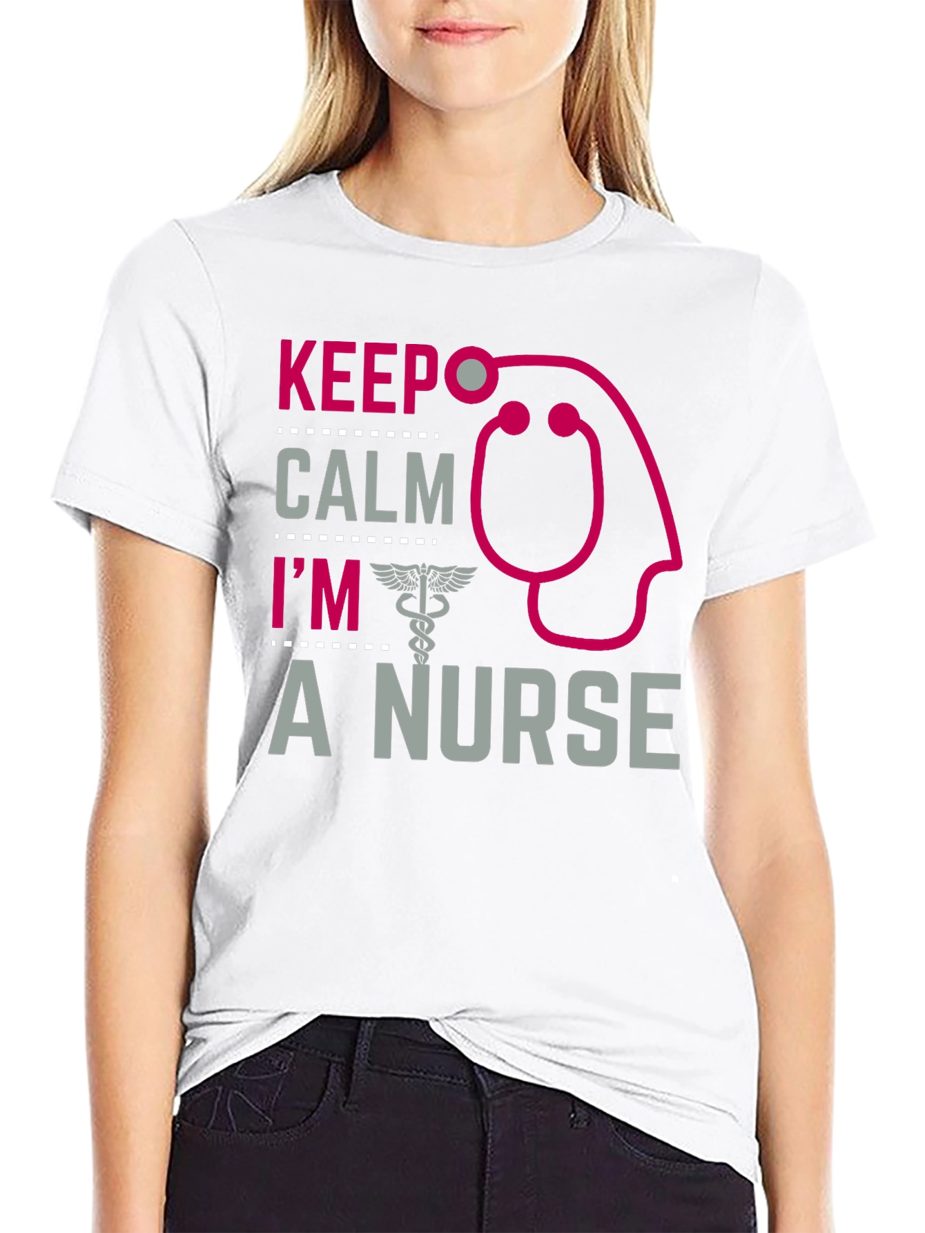 Black Keep Calm I'm A Nurse T-Shirt view 9