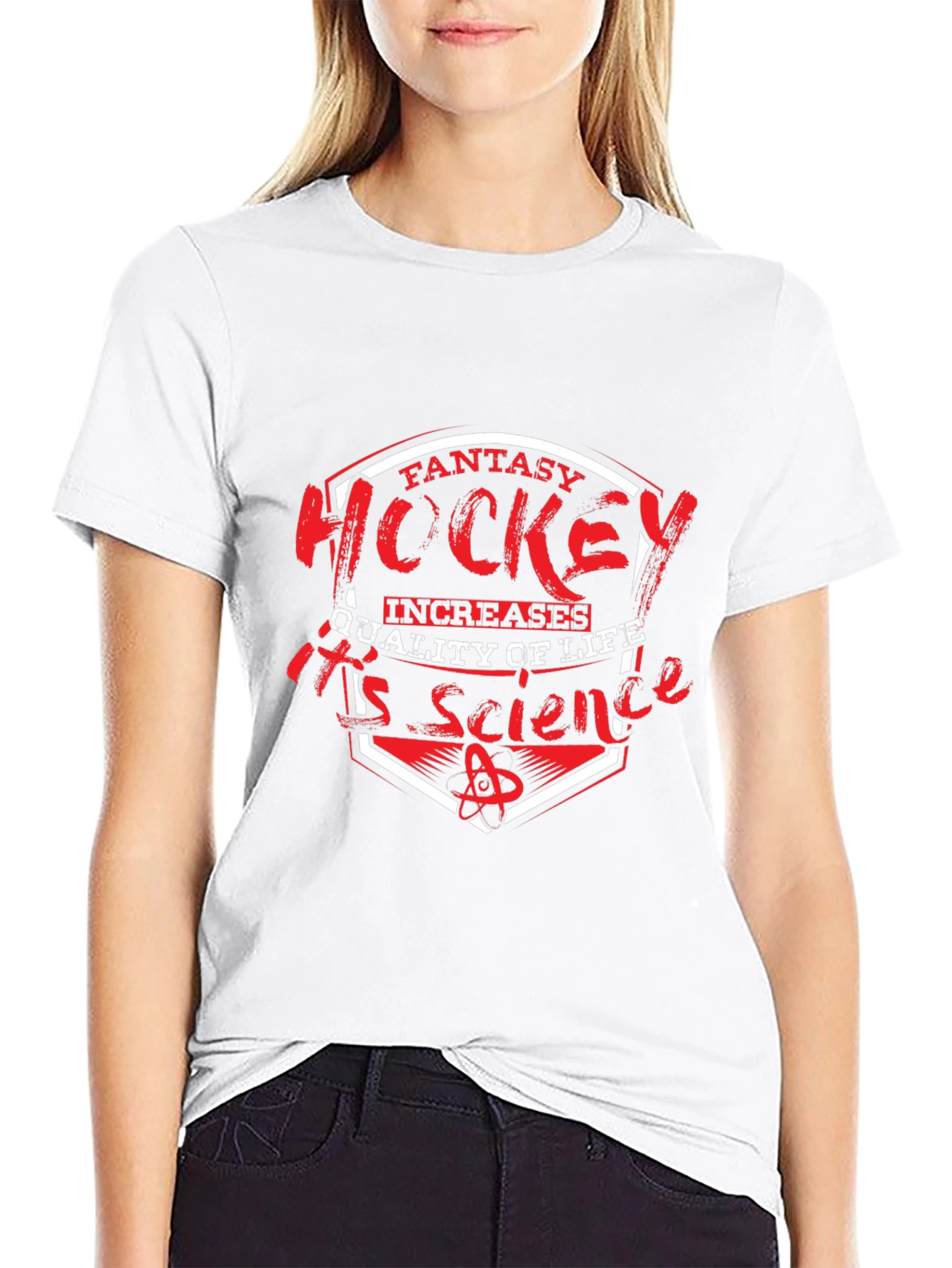 Black Fantasy Hockey is Science Black T-Shirt view 9